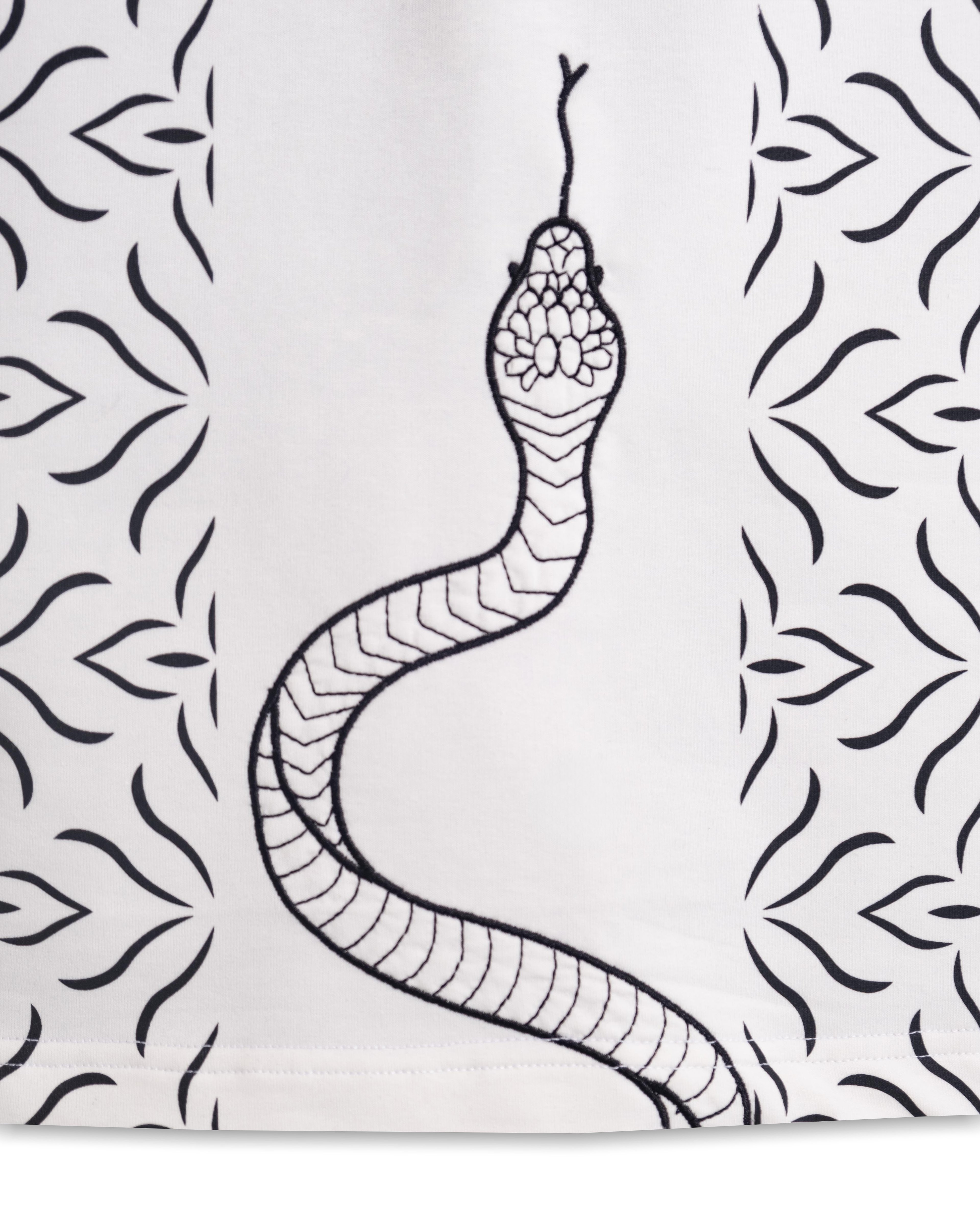 Snake&Ethnic Oversize Ekru Tişört