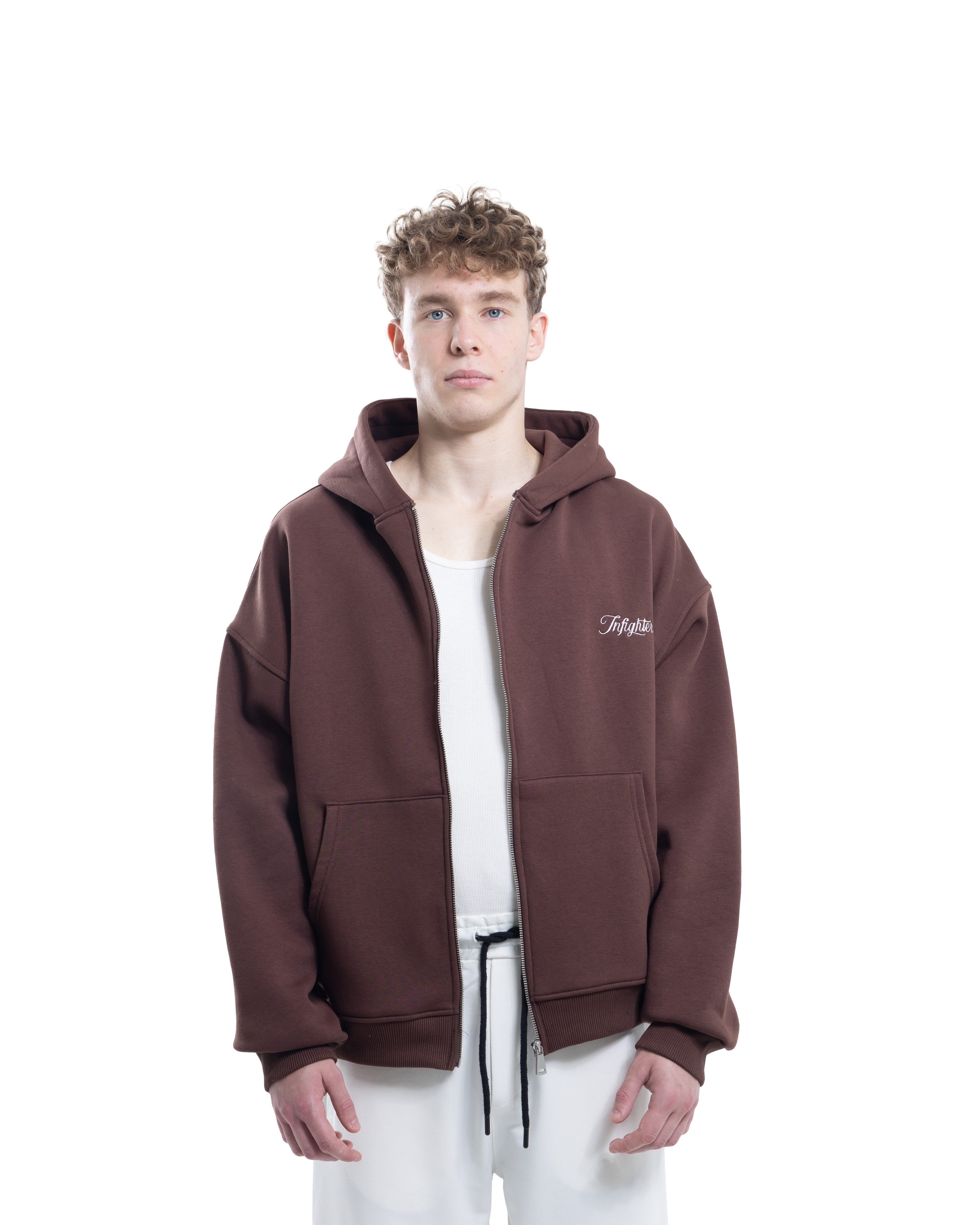 Kahve Fermuarlı Basic Hodie 