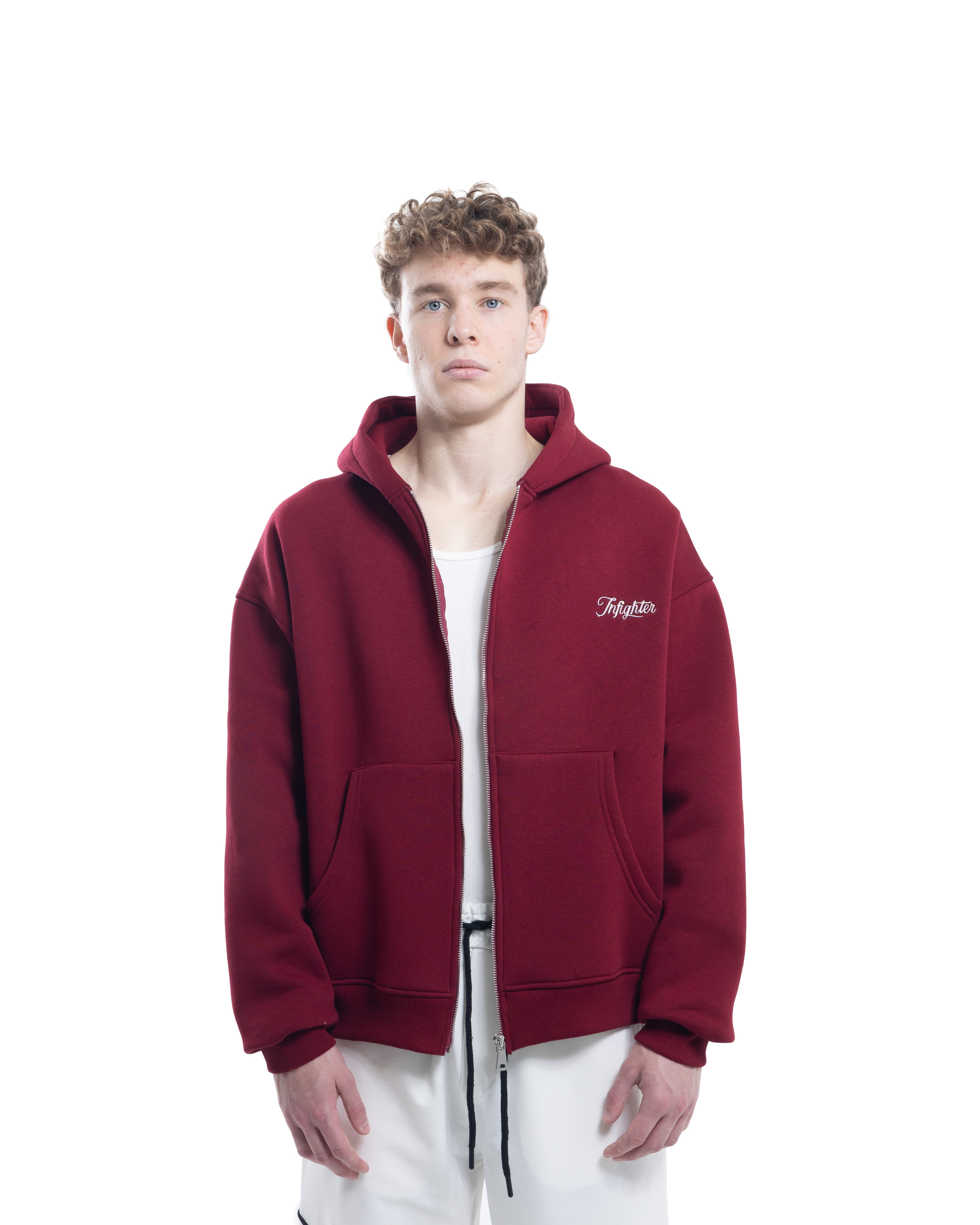 Bordo Fermuarlı Basic Hodie