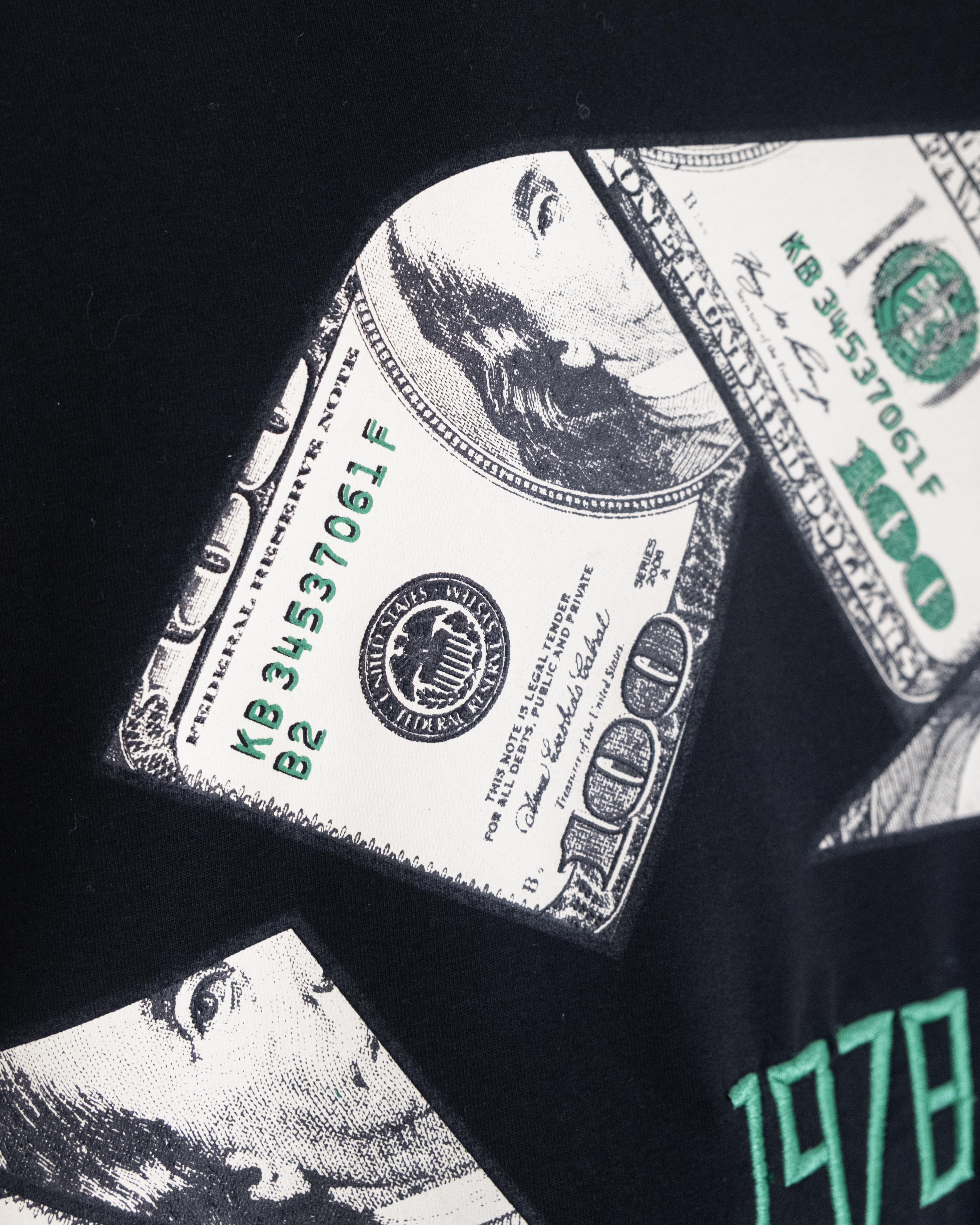Money Flow Oversize Siyah Tişört