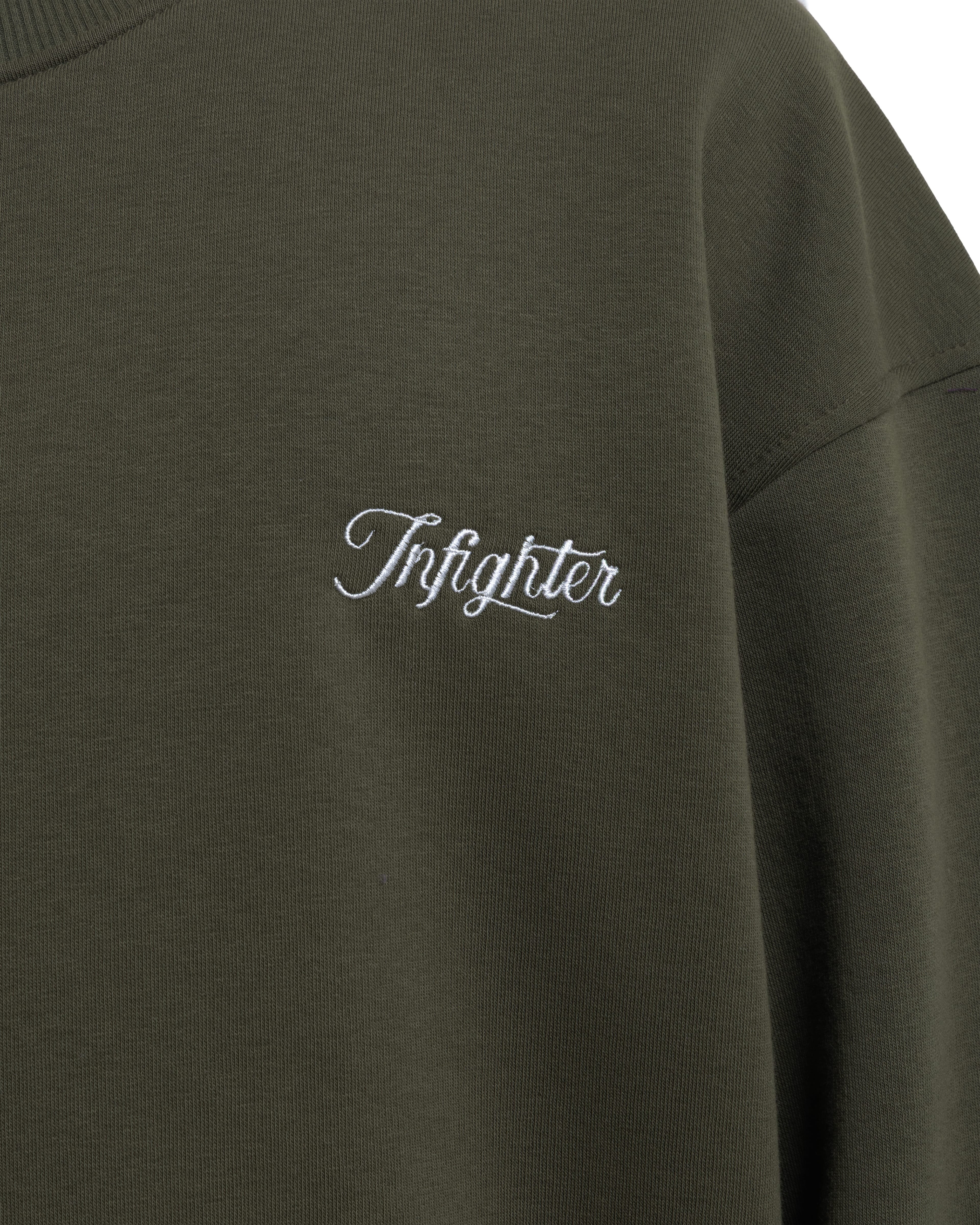 Haki Bisiklet Yaka Basıc Sweatshirt