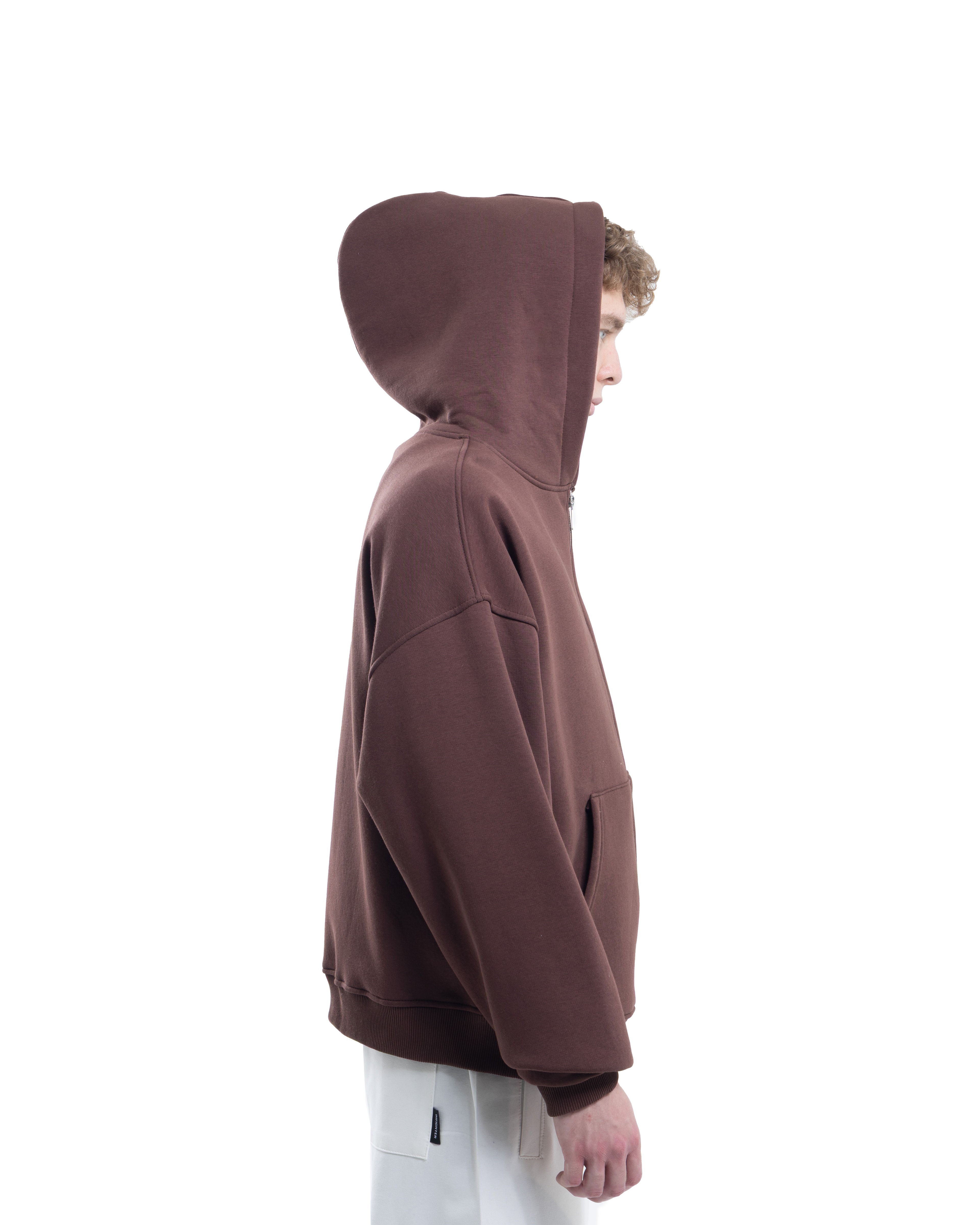 Kahve Fermuarlı Basic Hodie 