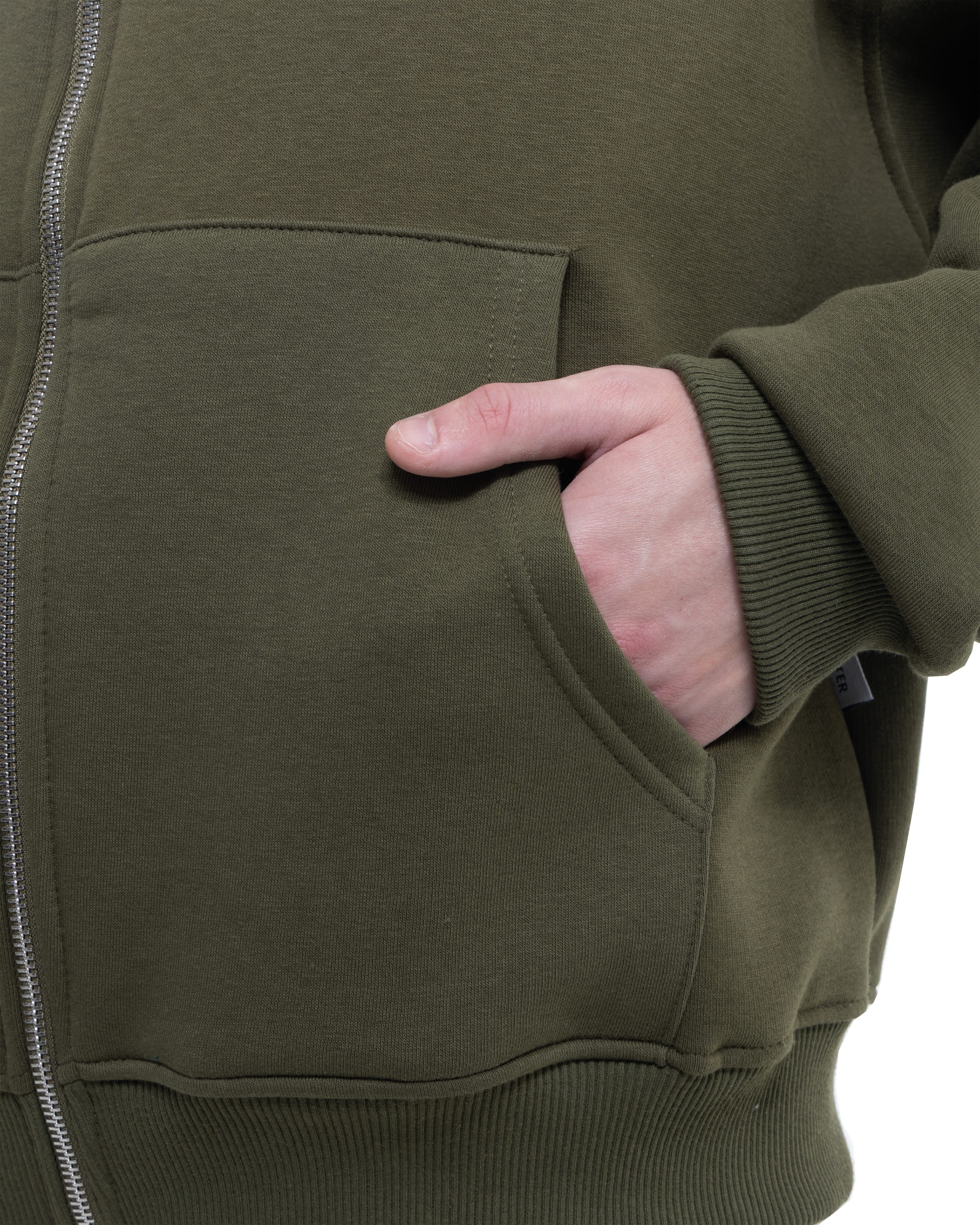 Haki Fermuarlı Basic Hodie