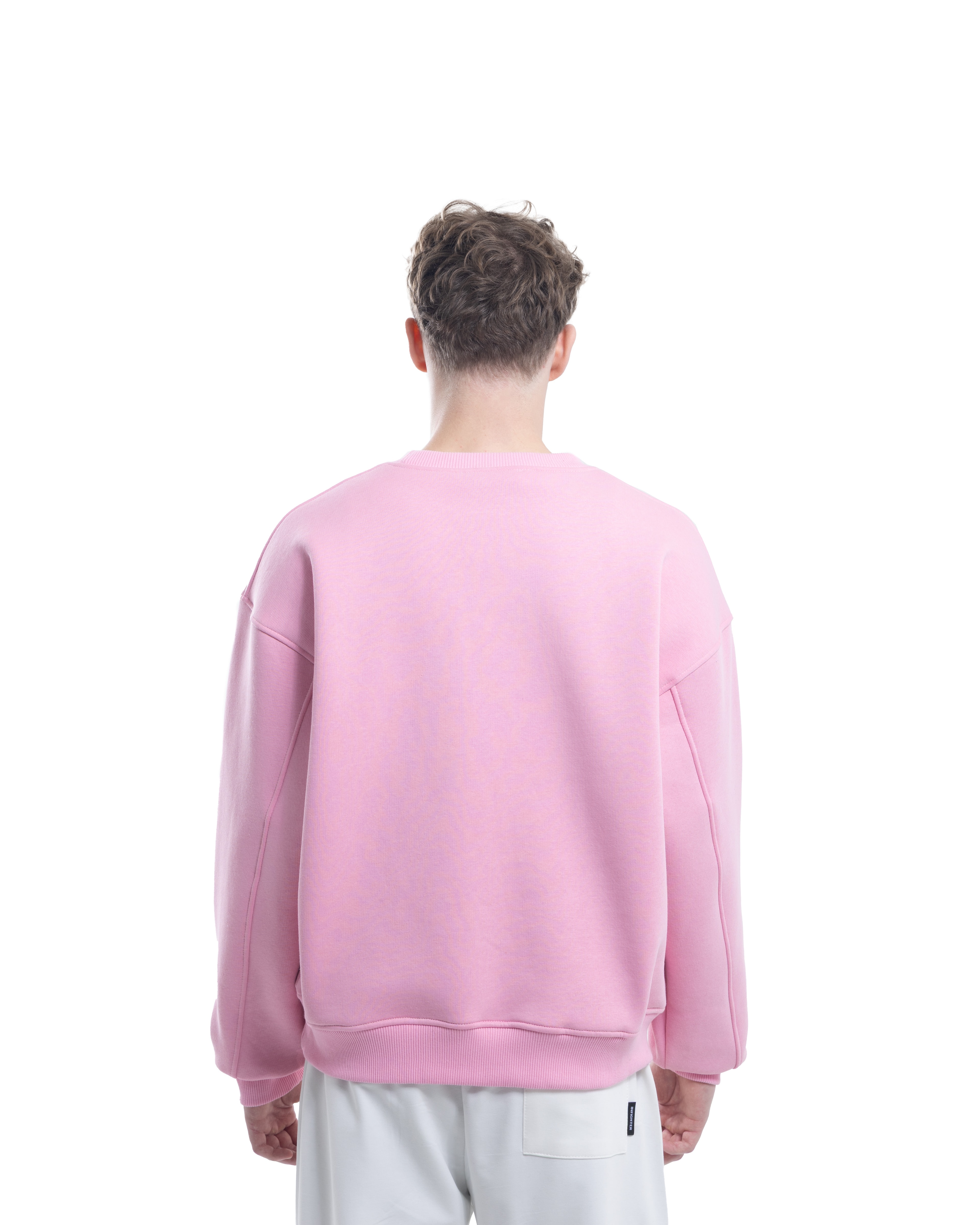 Pembe  Bisiklet Yaka Basıc Sweatshirt
