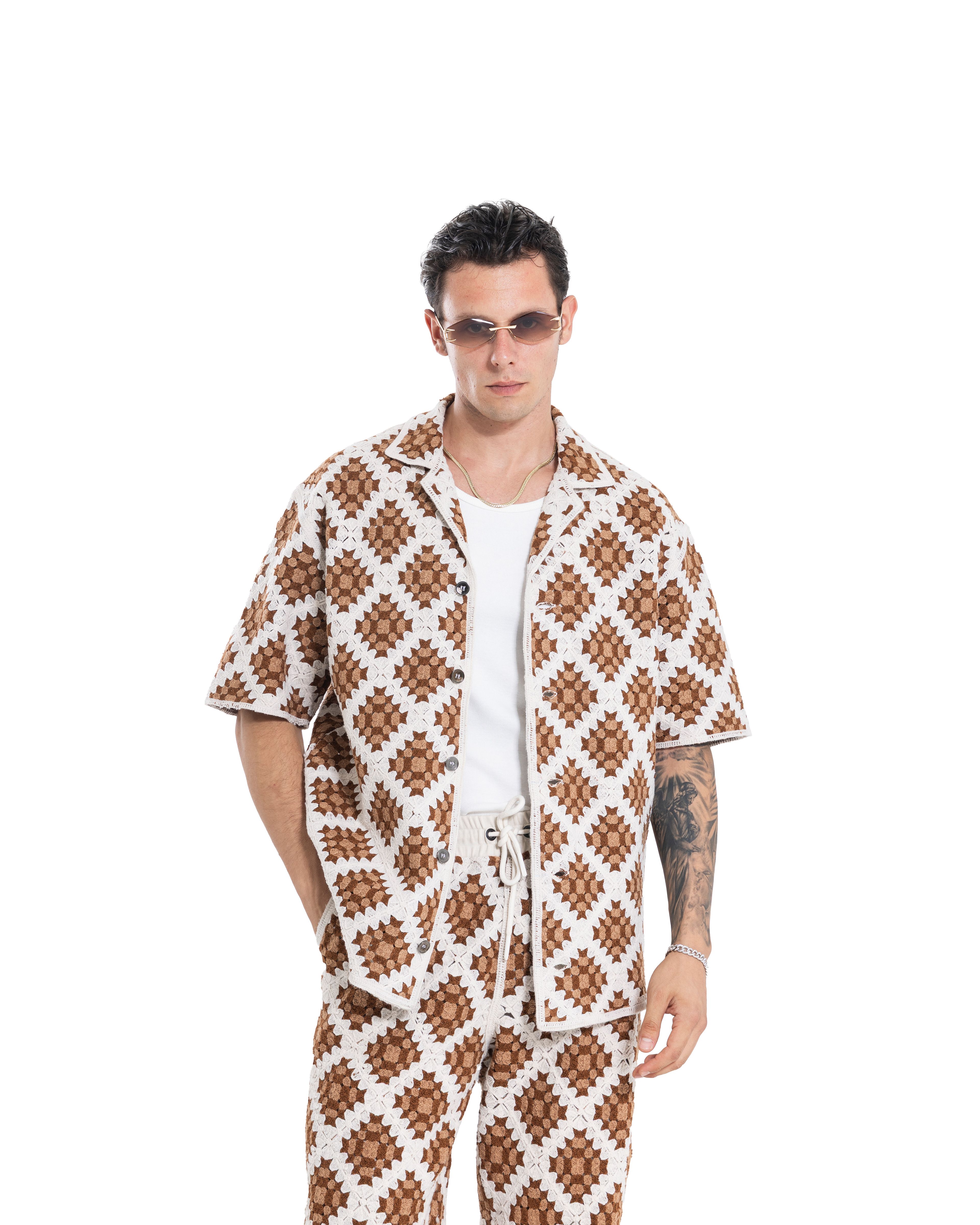 Unisex Knitted Shirt Coffee