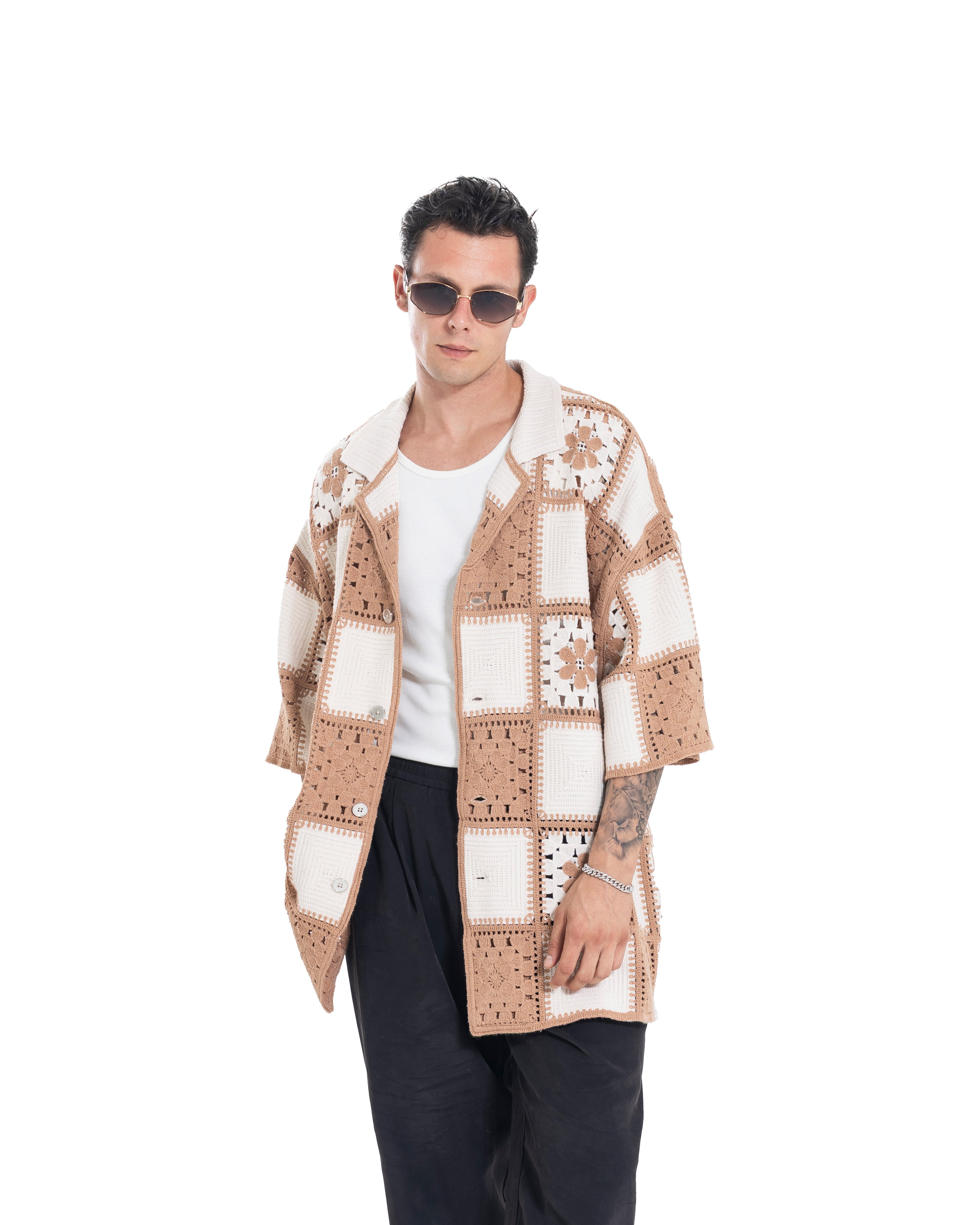 Unisex Knitted Garden Grid Shirt