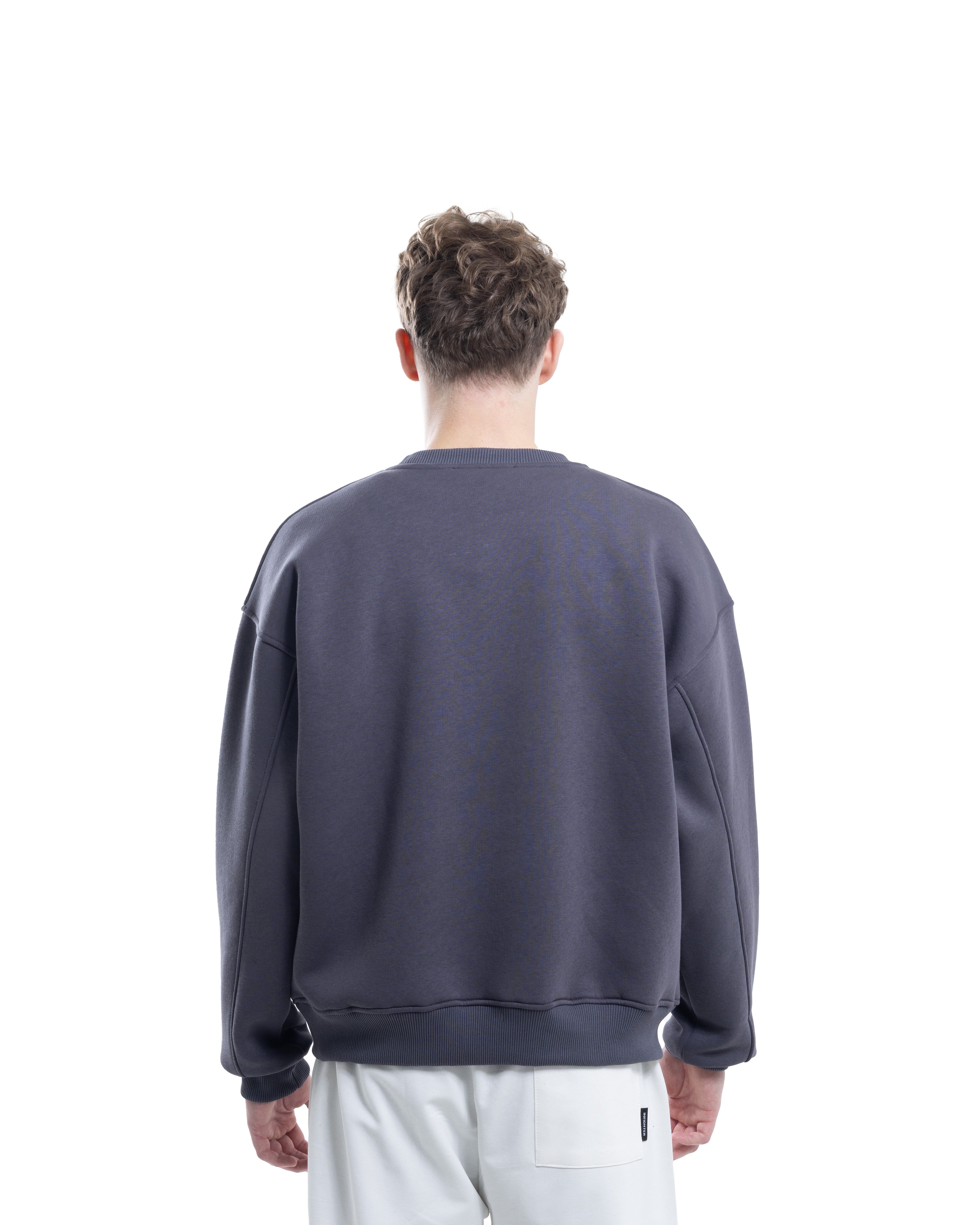 Füme Bisiklet Yaka Basıc Sweatshirt