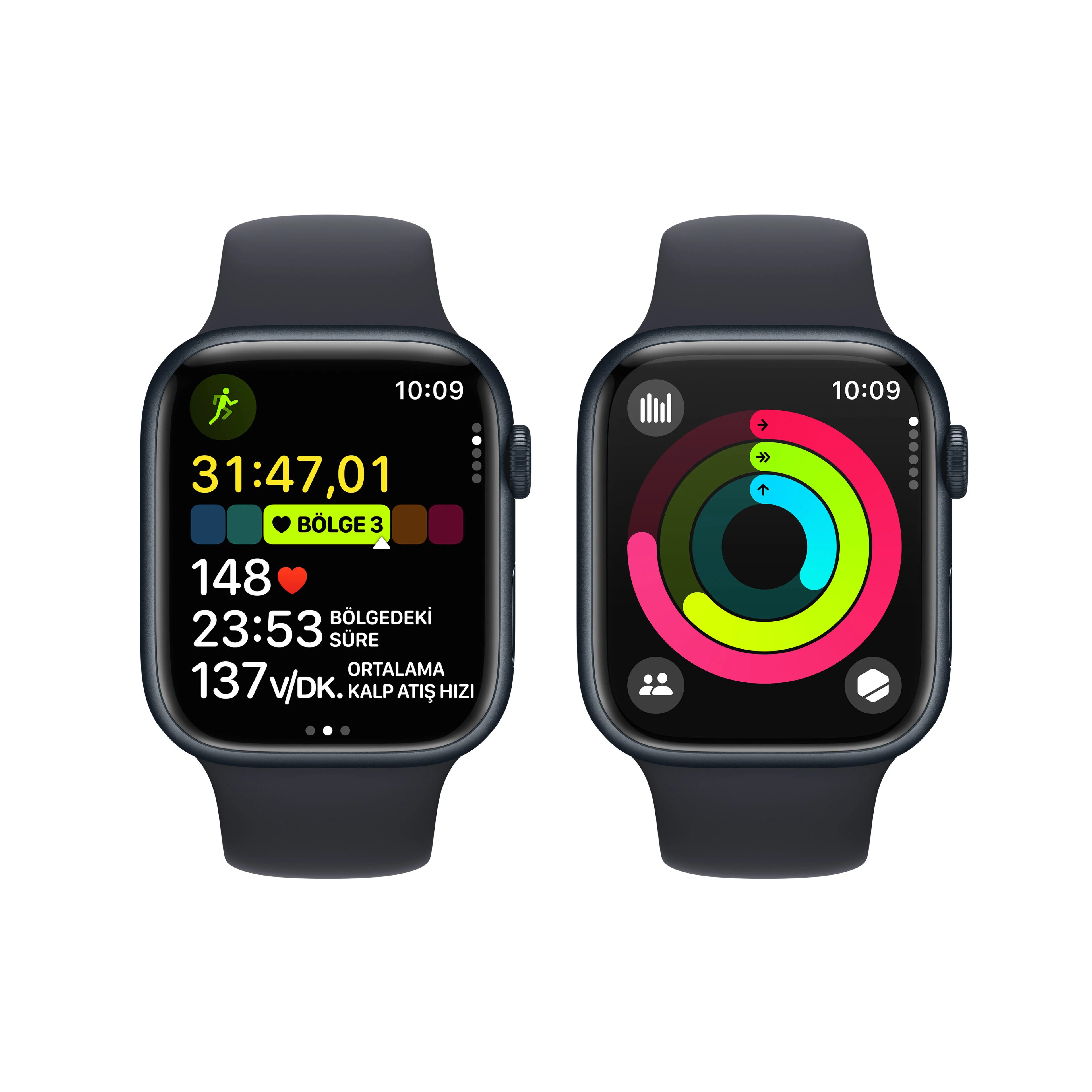 Watch Series 9 GPS 45 mm Alüminyum Kasa ve Spor Kordon - S/M  - Gece Yarısı