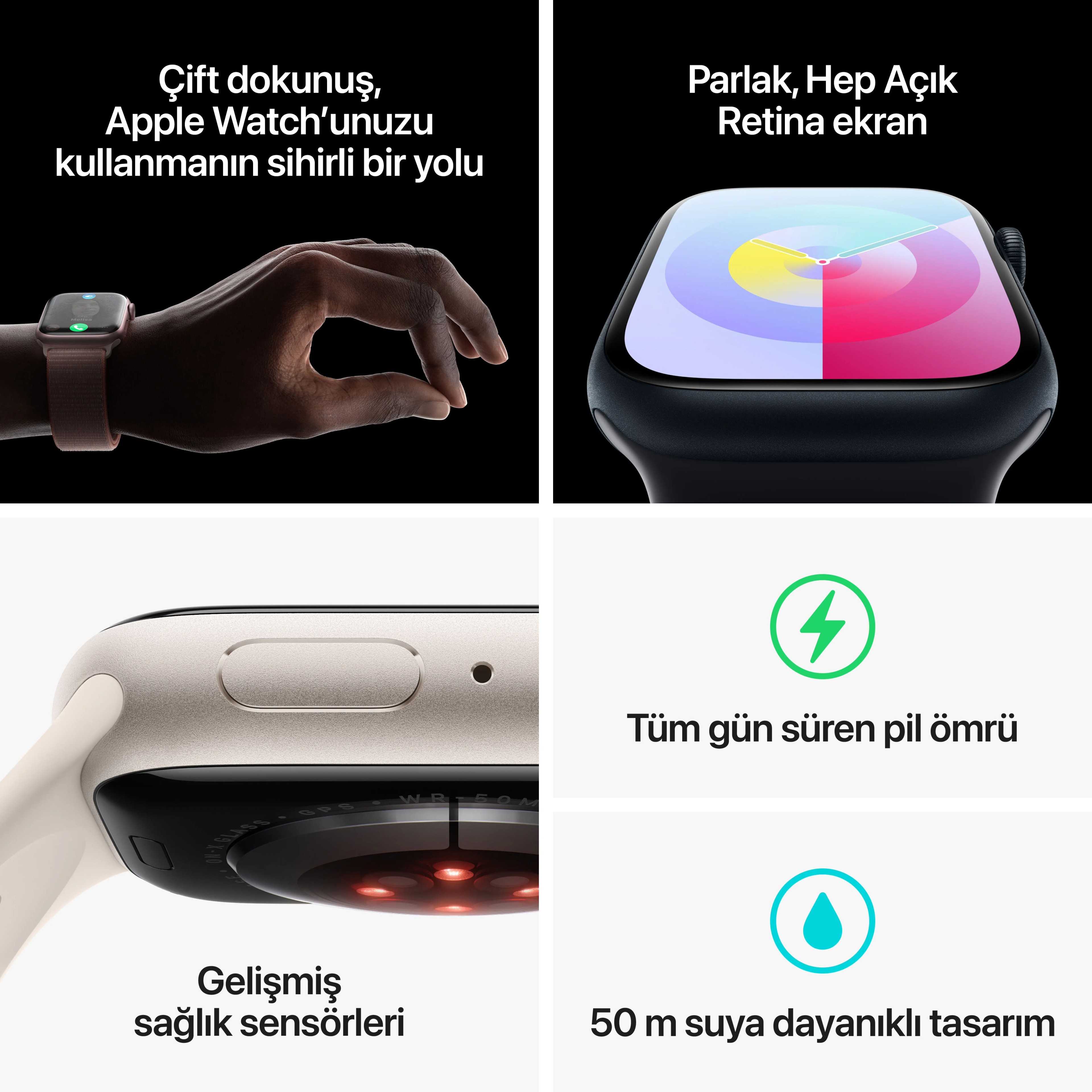  WATCH SERIES 9 GPS 41MM ALÜMİNYUM KASA VE SPOR KORDON - S/M - Gece Yarısı