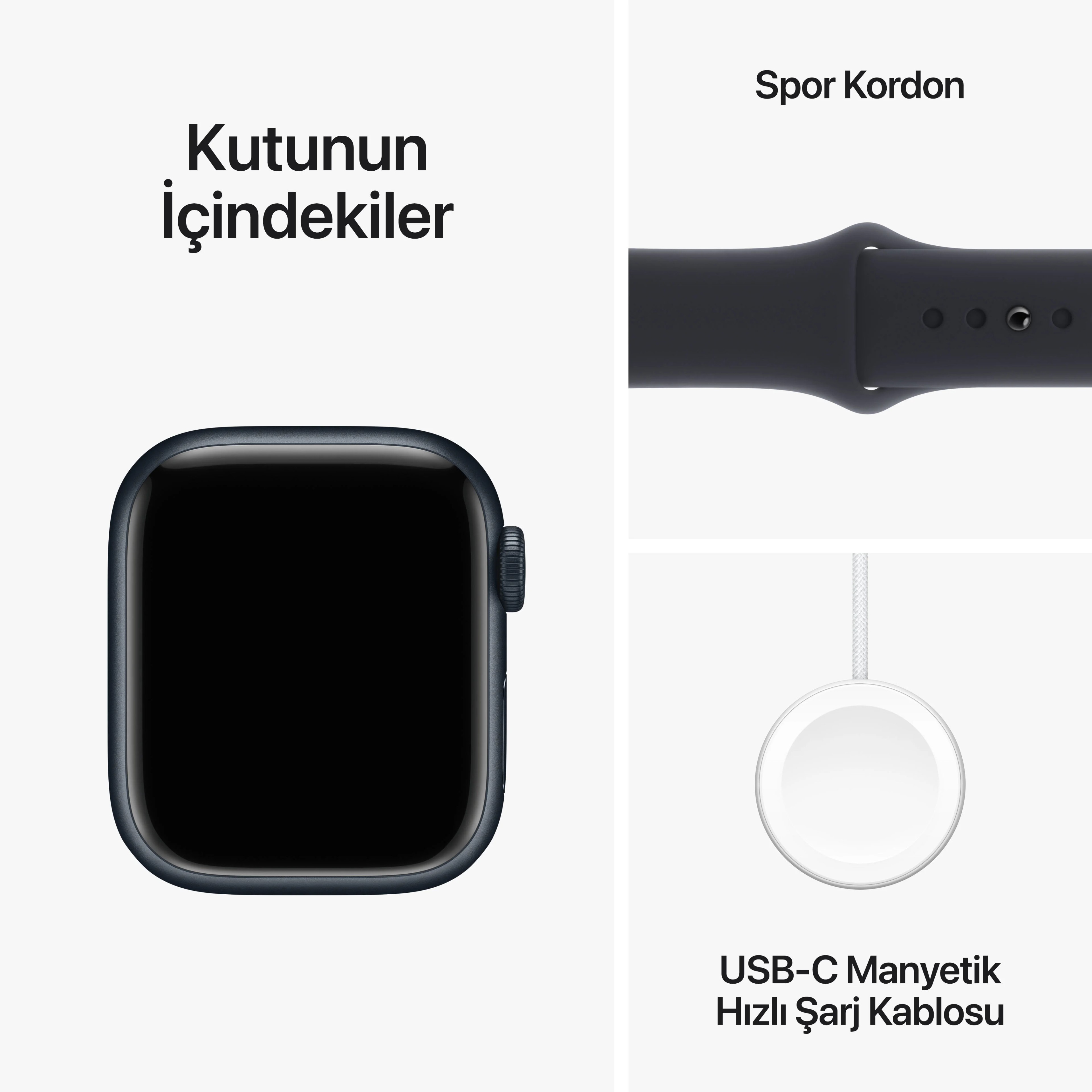  WATCH SERIES 9 GPS 41MM ALÜMİNYUM KASA VE SPOR KORDON - S/M - Gece Yarısı