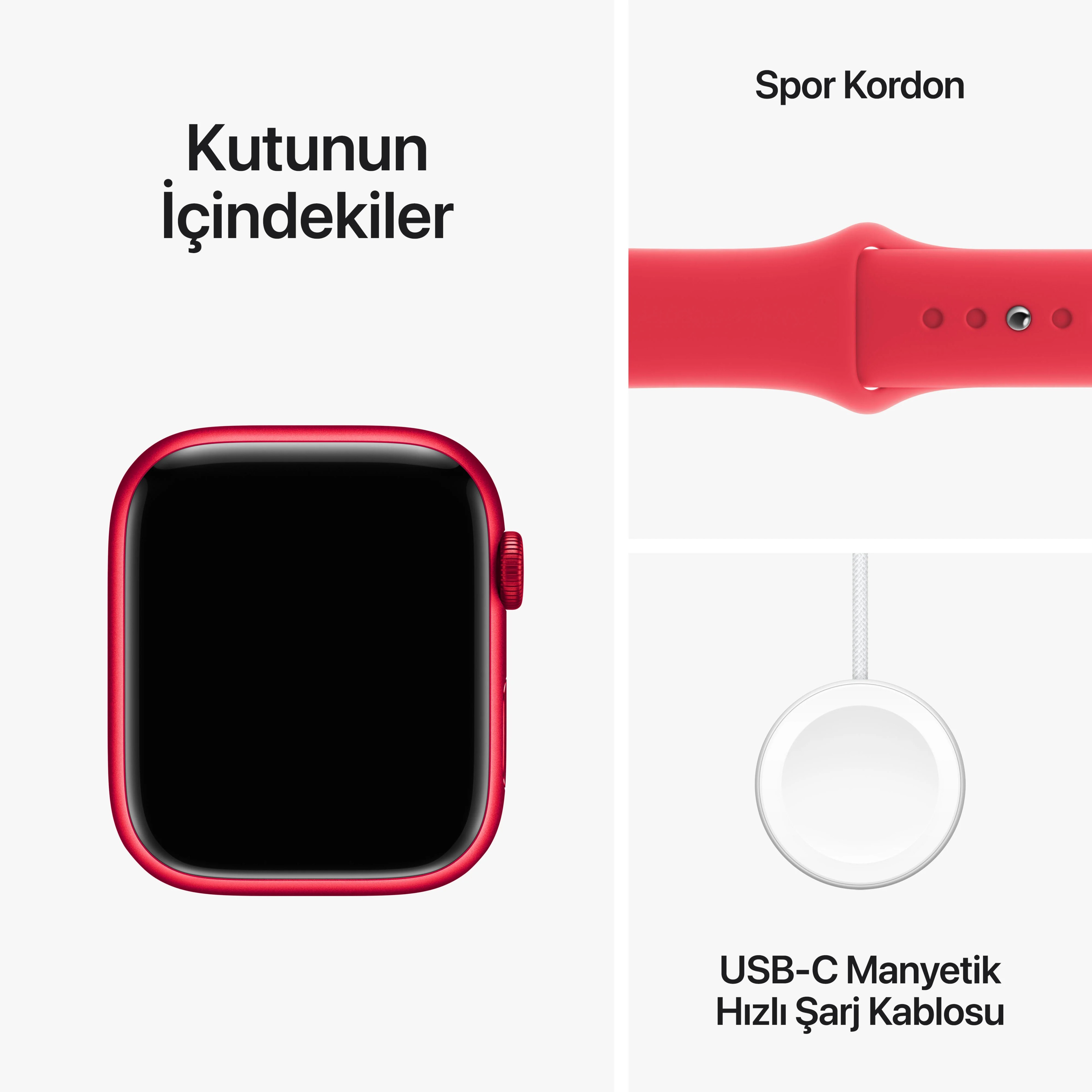  WATCH SERIES 9 GPS 41MM ALÜMİNYUM KASA VE SPOR KORDON - S/M - Kırmızı