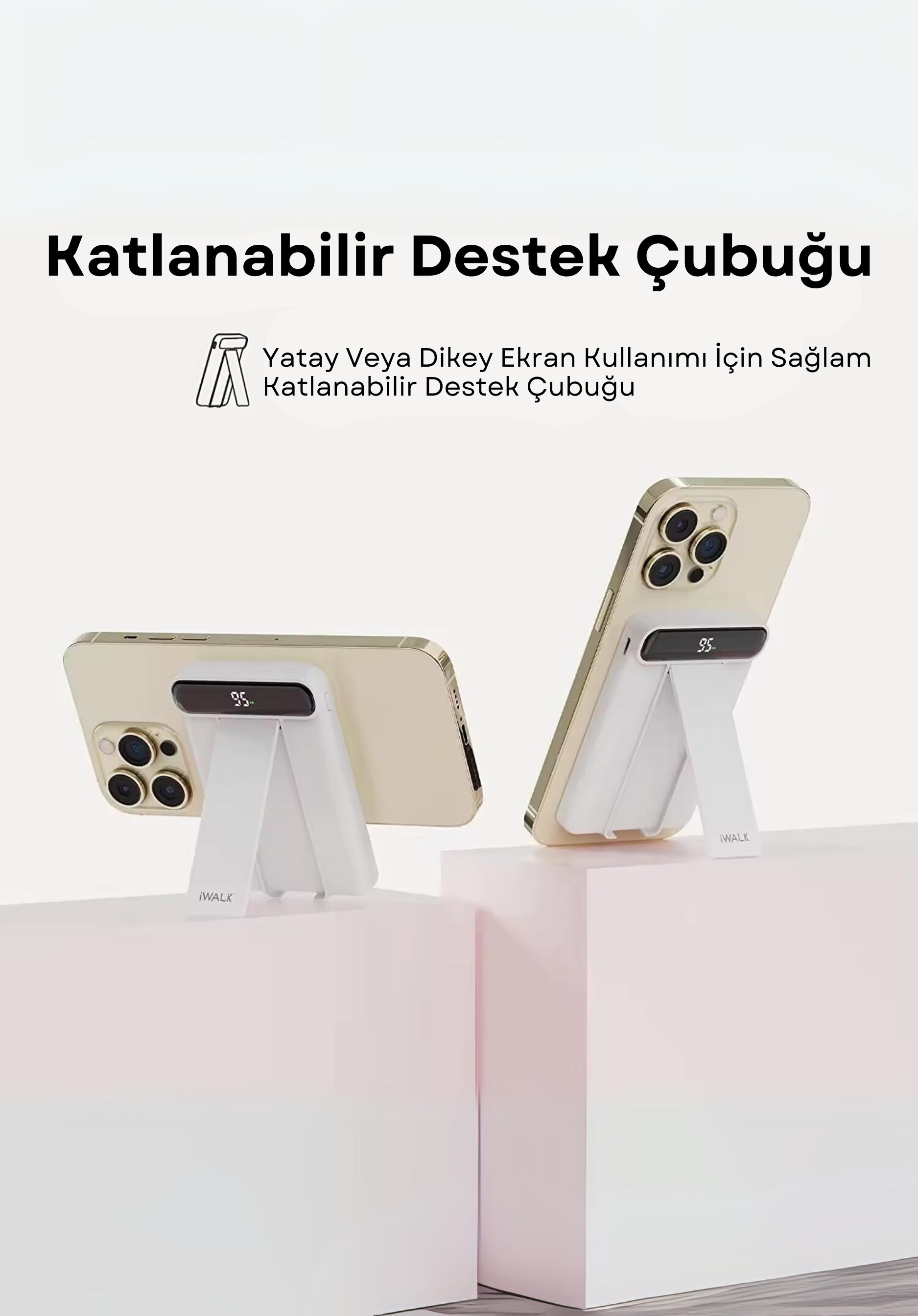 MAG-X MAGSAFE KABLOSUZ ŞARJ ÖZELLİKLİ- STANDLI 5.000 mAh POWERBANK