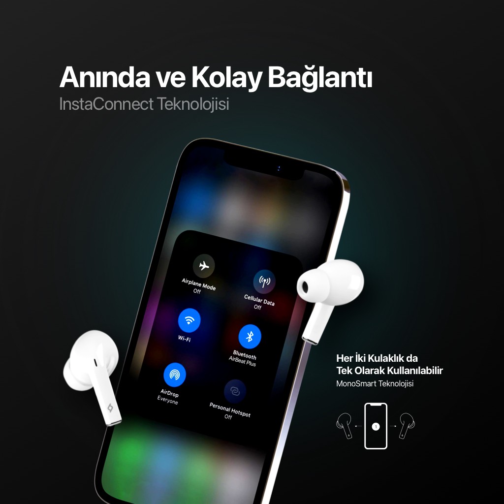 AirBeat Plus Gerçek Kablosuz TWS Bluetooth Kulaklık