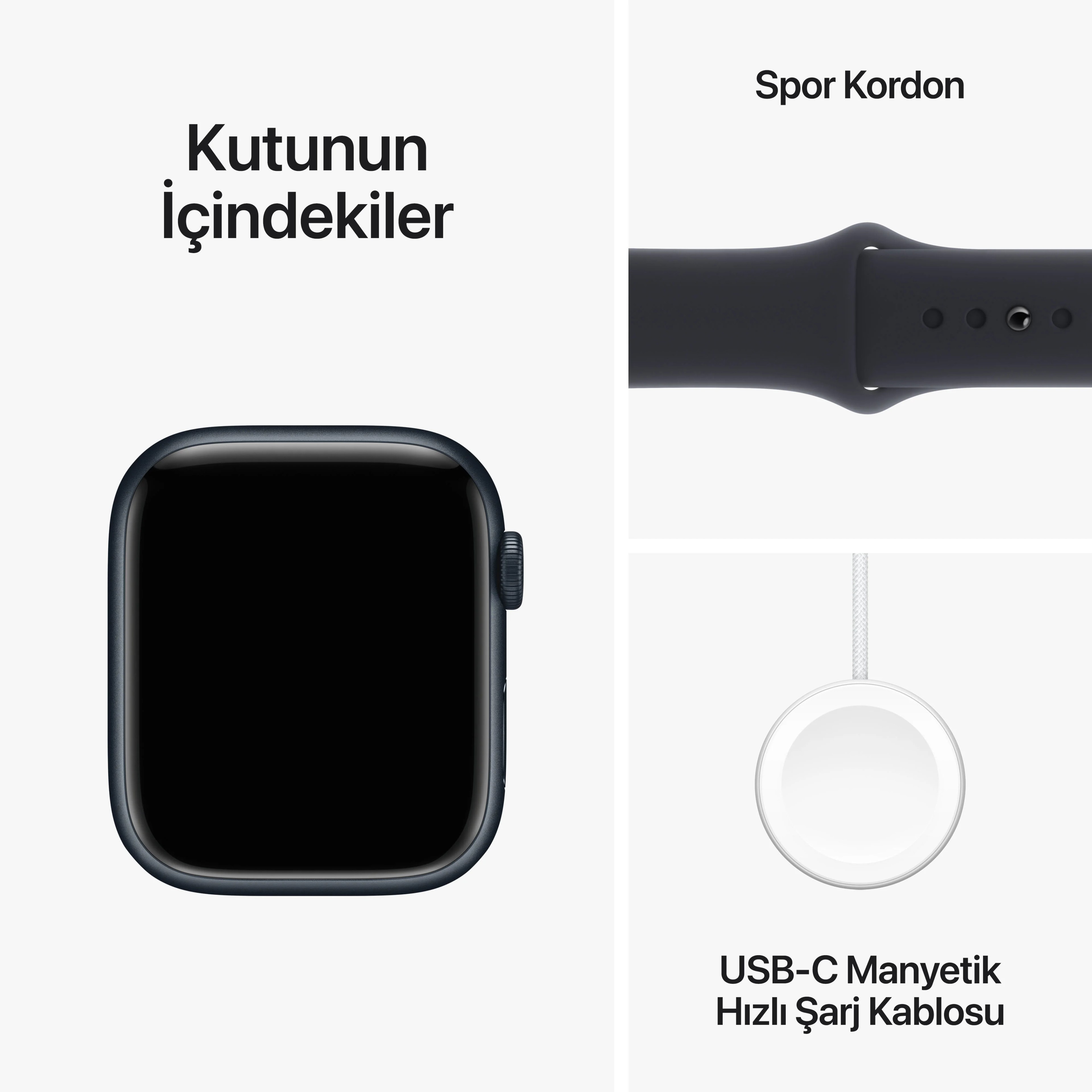 Watch Series 9 GPS 45 mm Alüminyum Kasa ve Spor Kordon - S/M  - Gece Yarısı