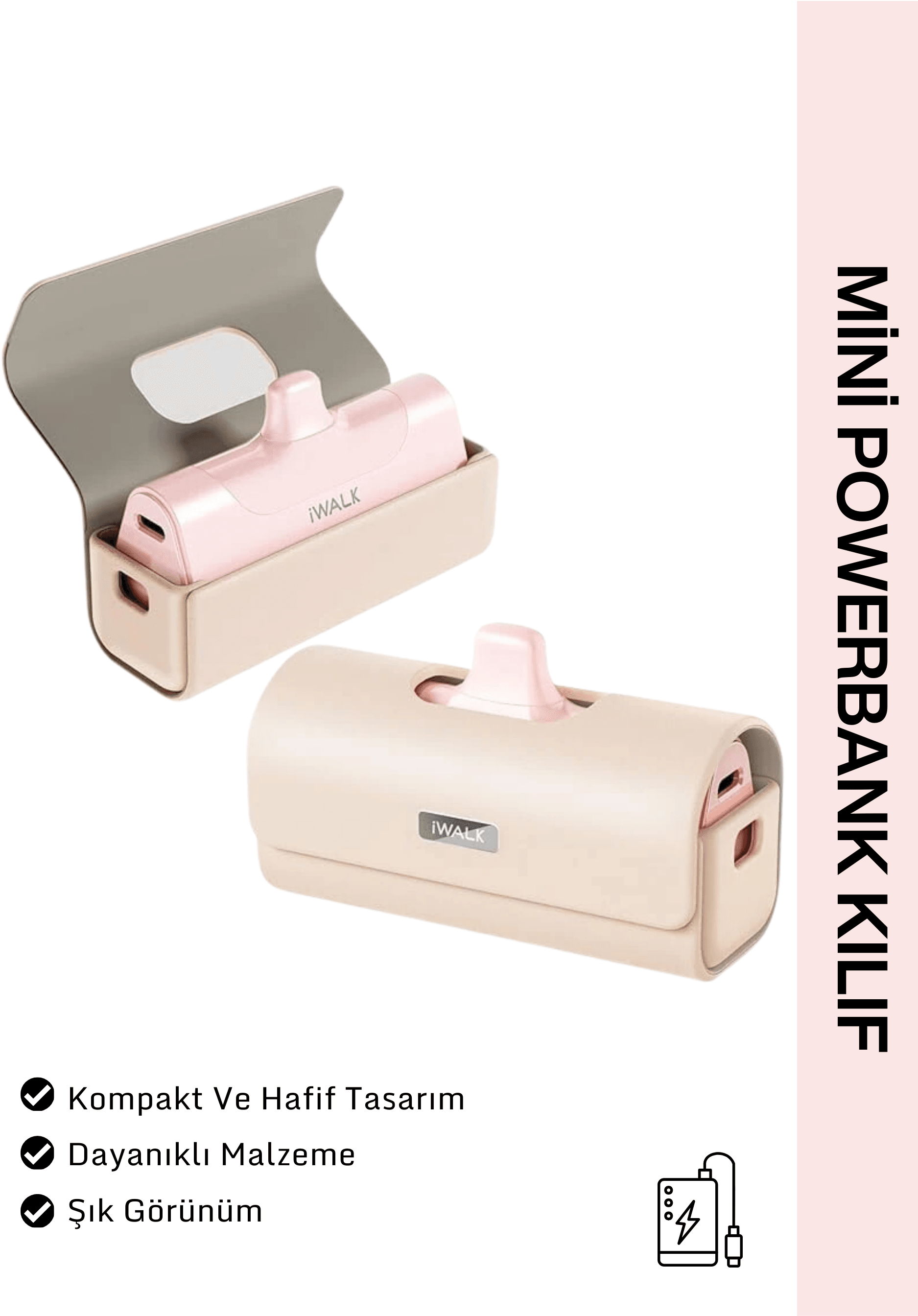 MİNİ POWERBANK KILIF LPE003 - PEMBE