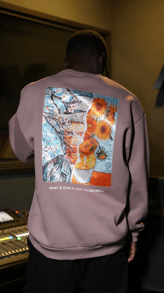 Özel Tasarım Oversize Van Gogh Baskılı Nakışlı Unisex Sweatshirt 