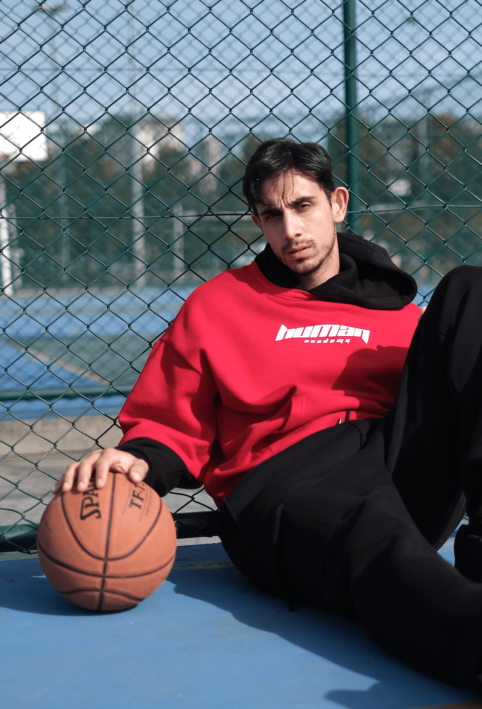  Premium Oversize 'Human' Baskılı Kol Detaylı Unisex Hoodie