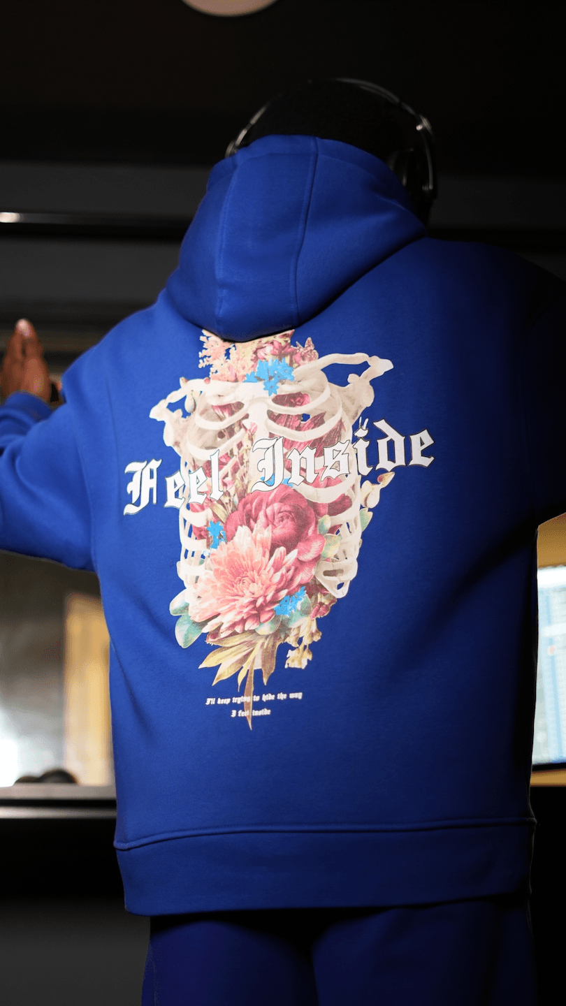 Oversize 'Feel Inside' Baskılı Unisex Hoodie