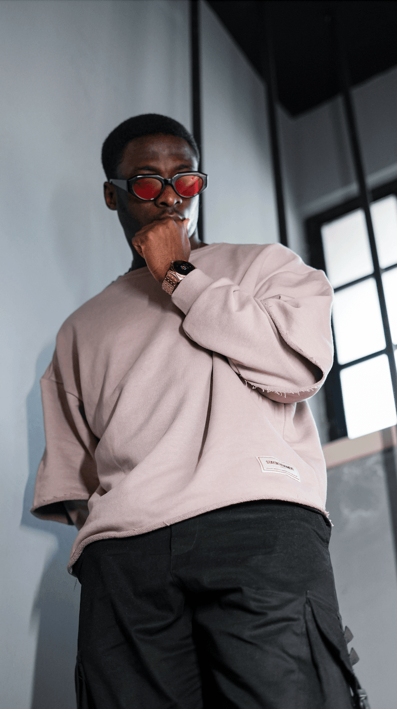 Oversize Kol Detaylı Erkek Sweatshirt Vizon