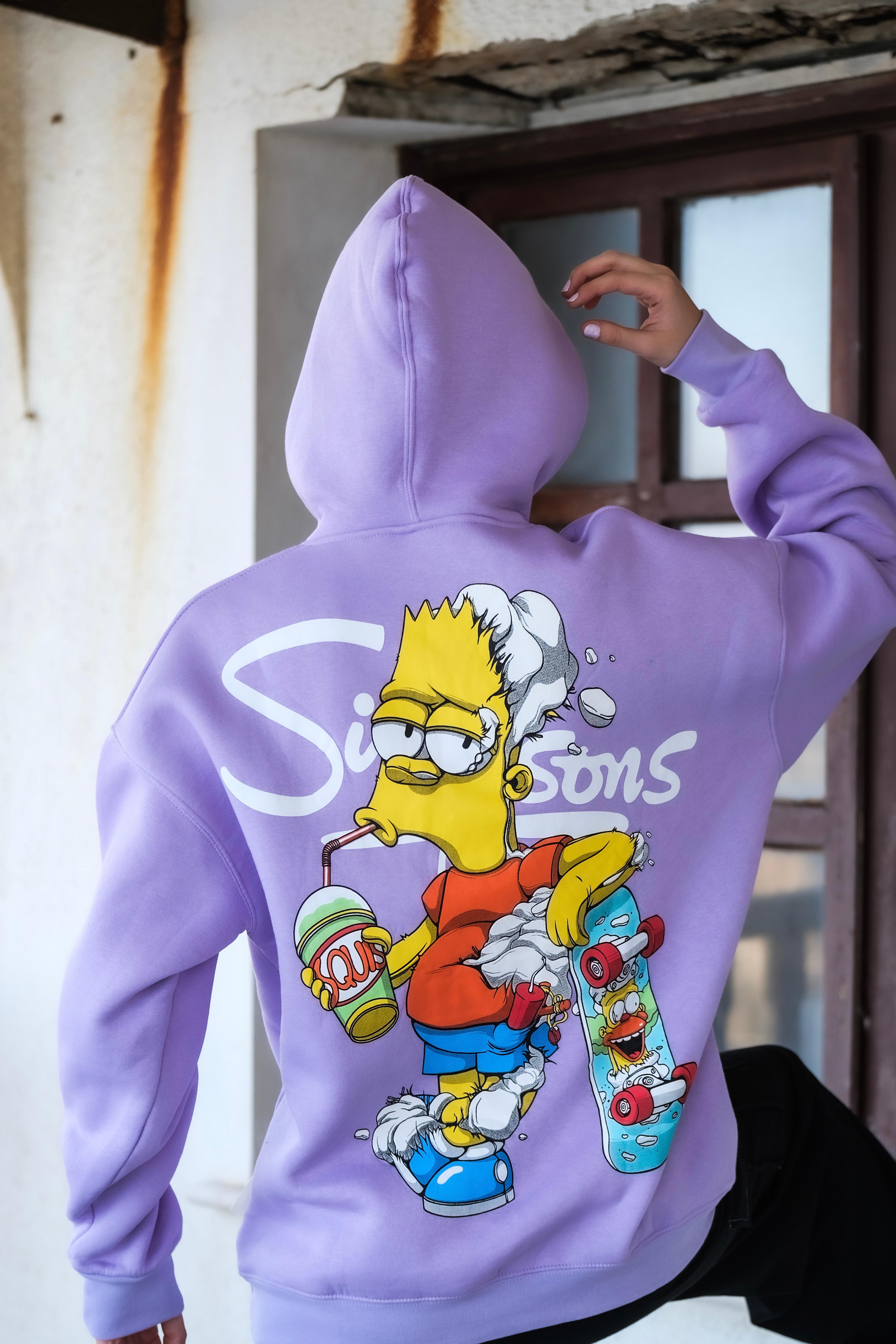 Oversize Simpson Baskılı Unisex Hoodie 