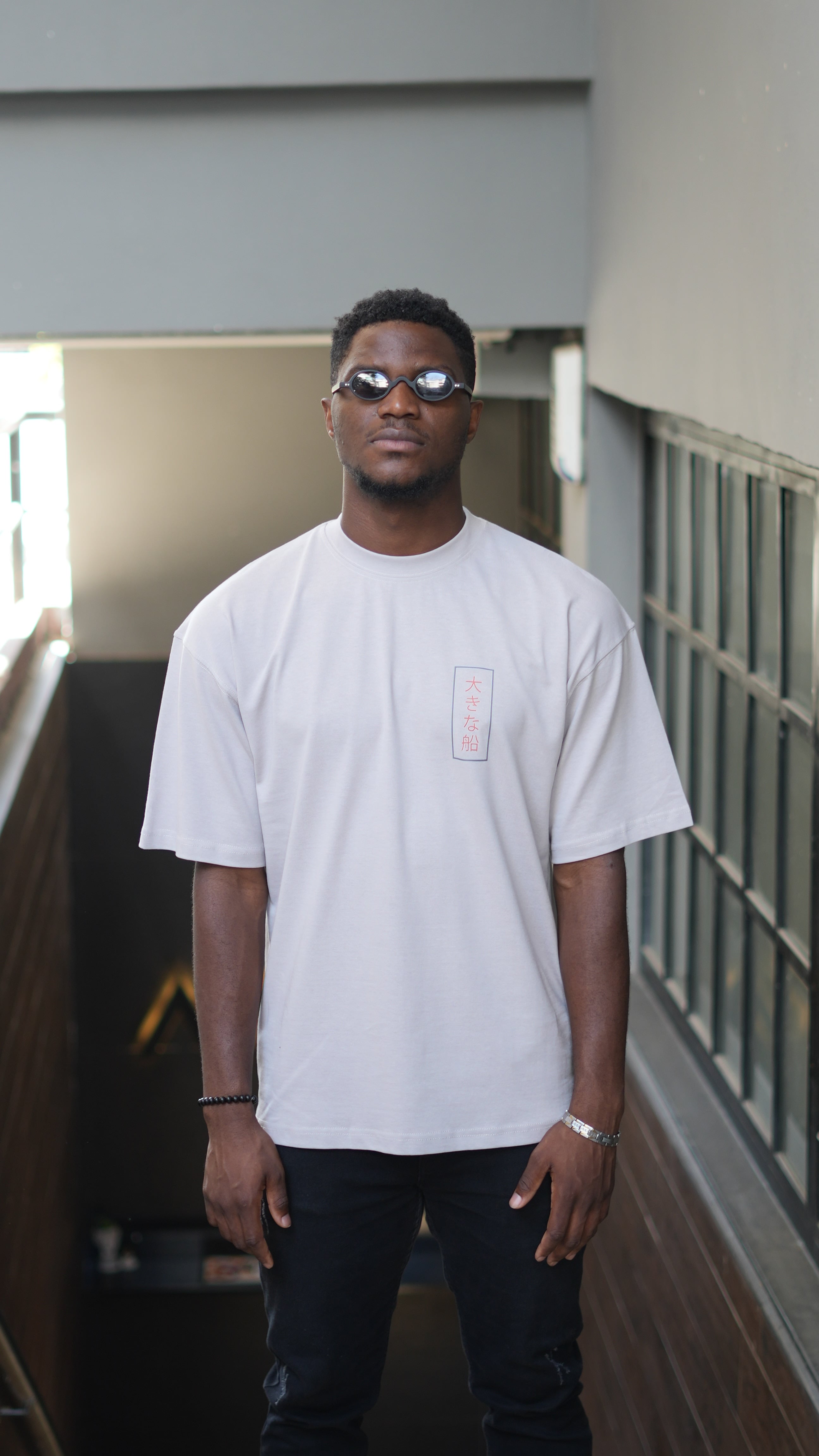 Oversize %100 Pamuk 'Big Ship' Baskılı Unisex T-Shirt