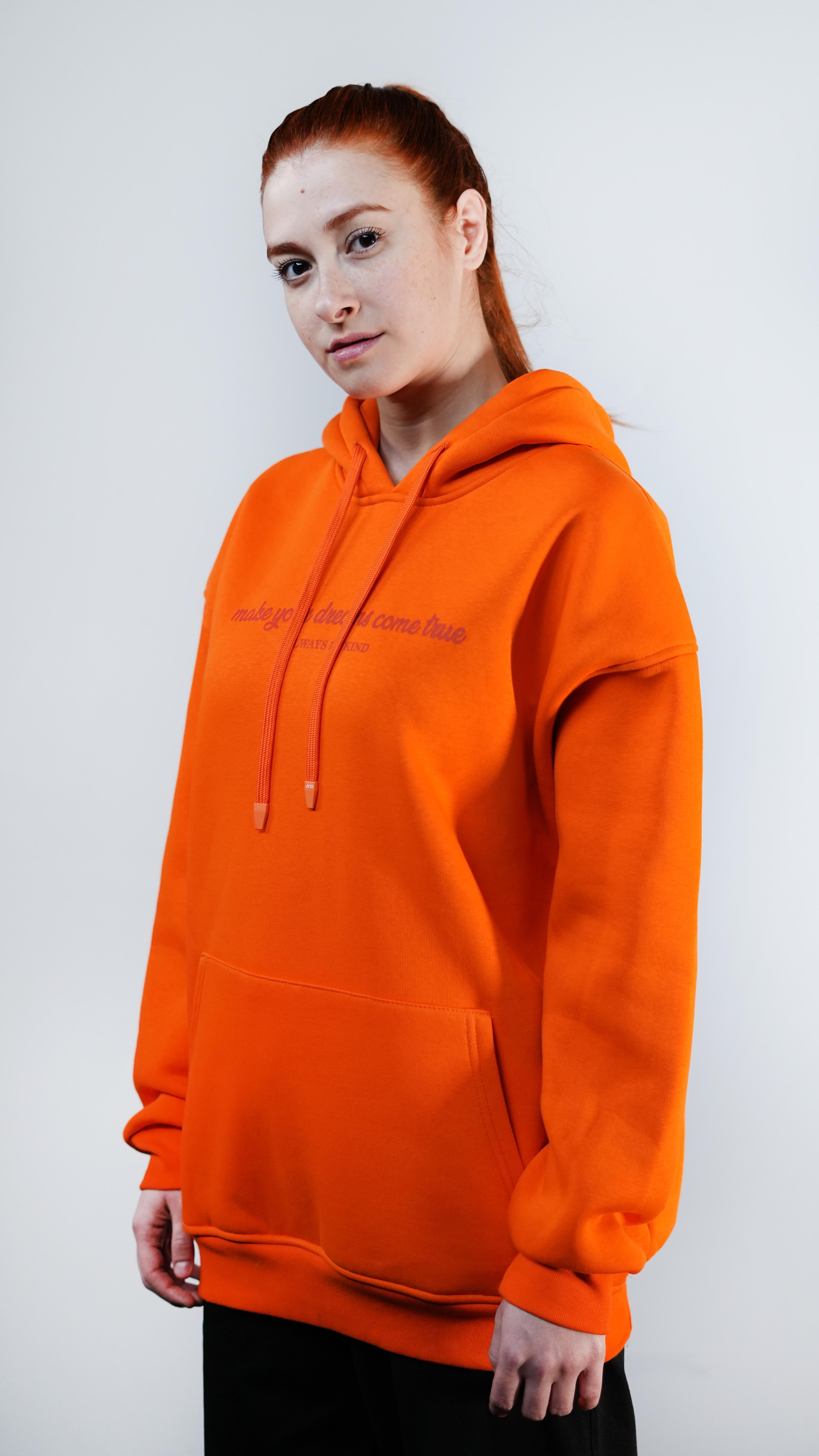 Oversize Unisex Hoodie - Turuncu