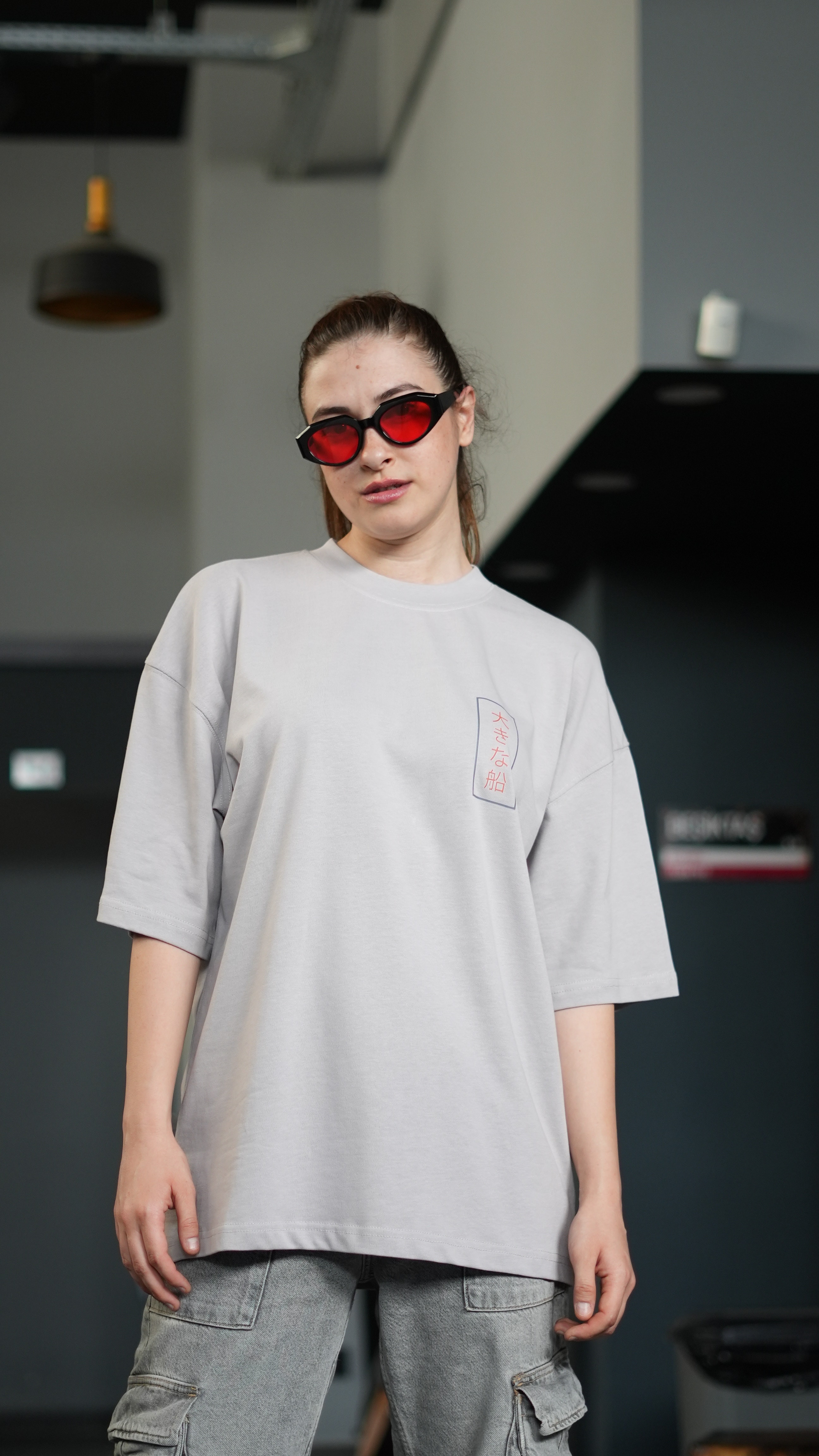 Oversize %100 Pamuk 'Big Ship' Baskılı Unisex T-Shirt