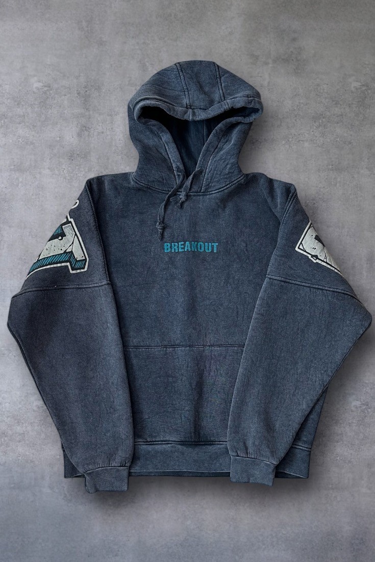 Premium Oversize Özel Yıkamalı Kumaş 'Break Out' Baskılı Hoodie