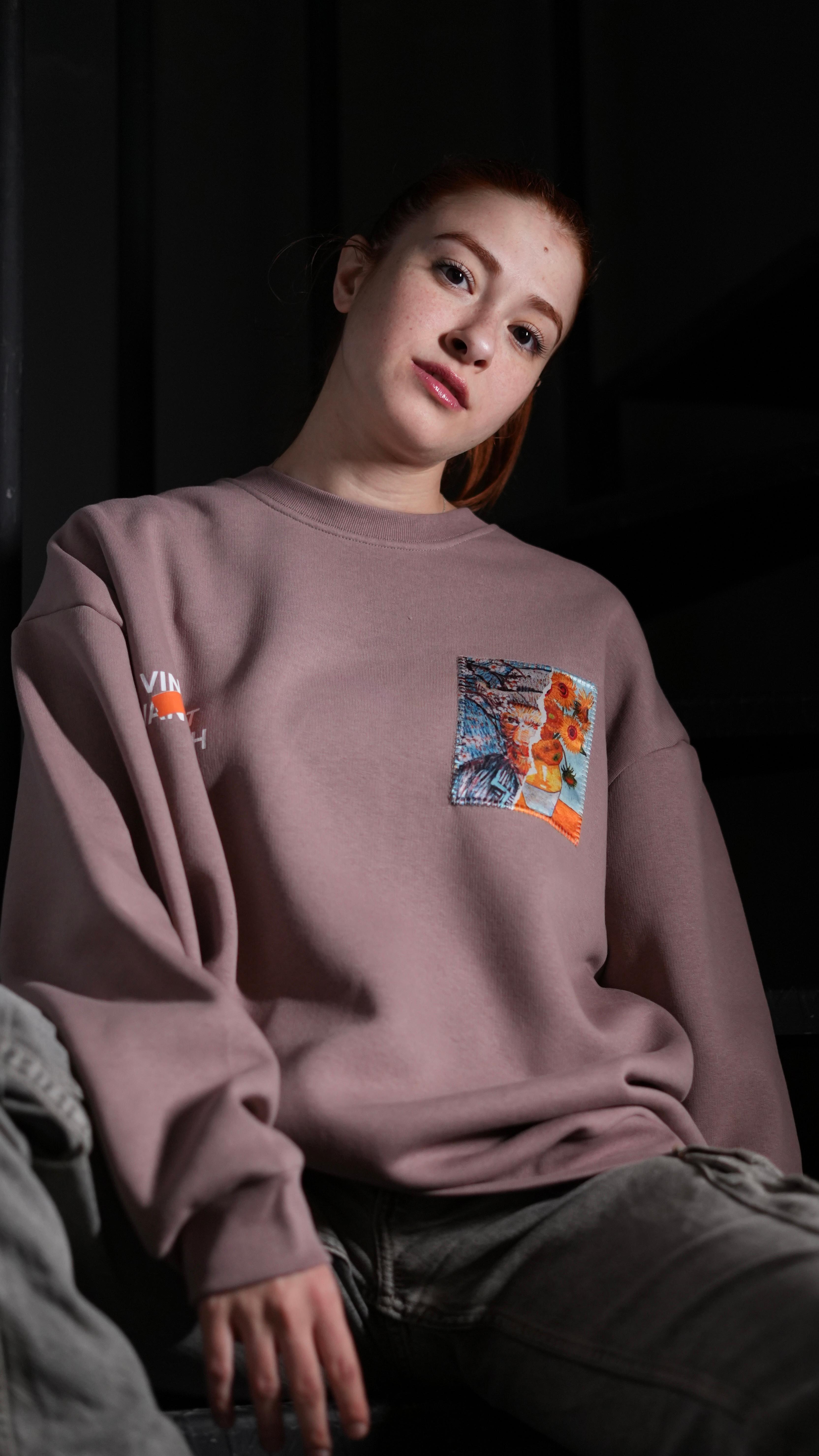 Özel Tasarım Oversize Van Gogh Baskılı Nakışlı Unisex Sweatshirt 