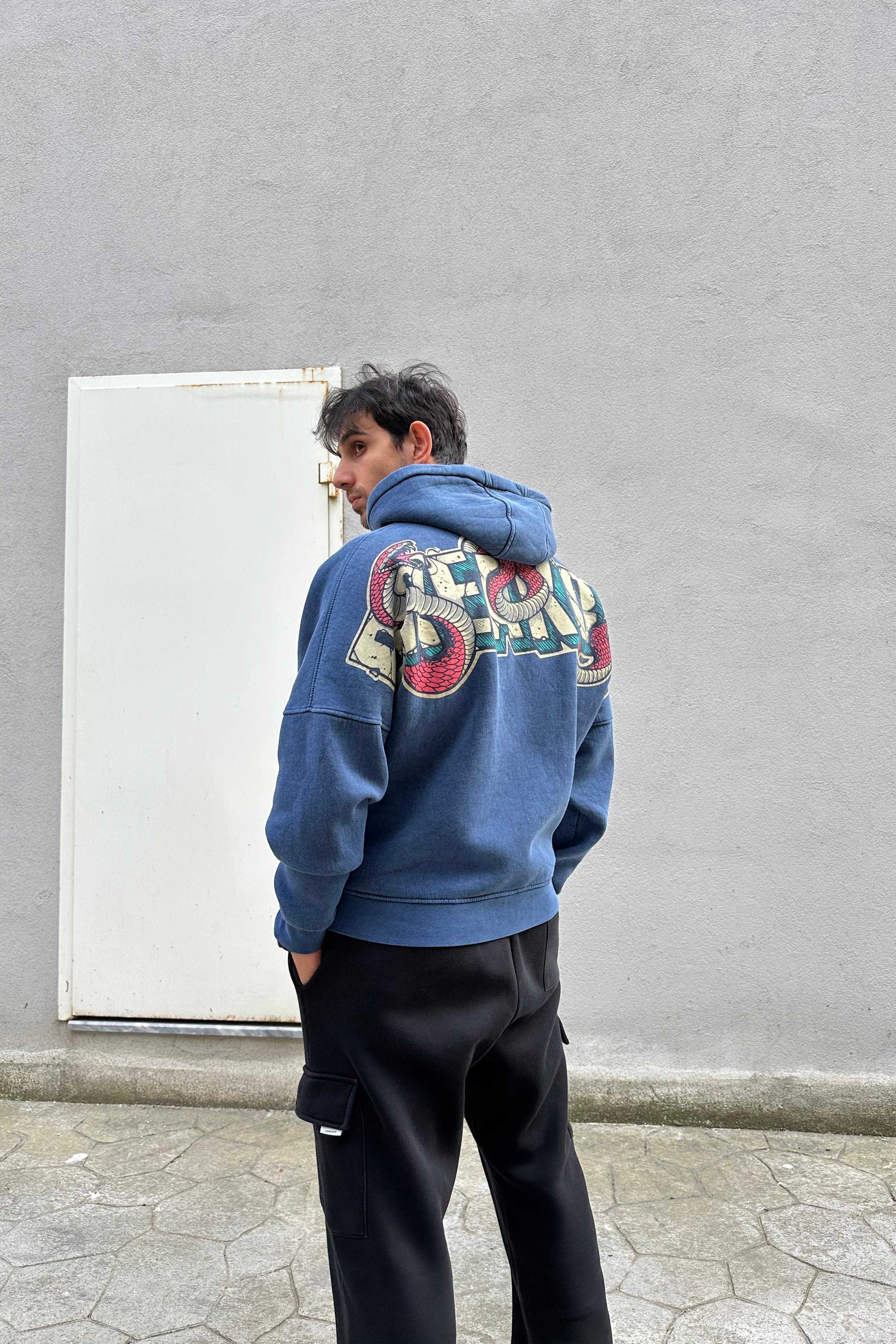 Premium Oversize Özel Yıkamalı Kumaş 'Break Out' Baskılı Hoodie