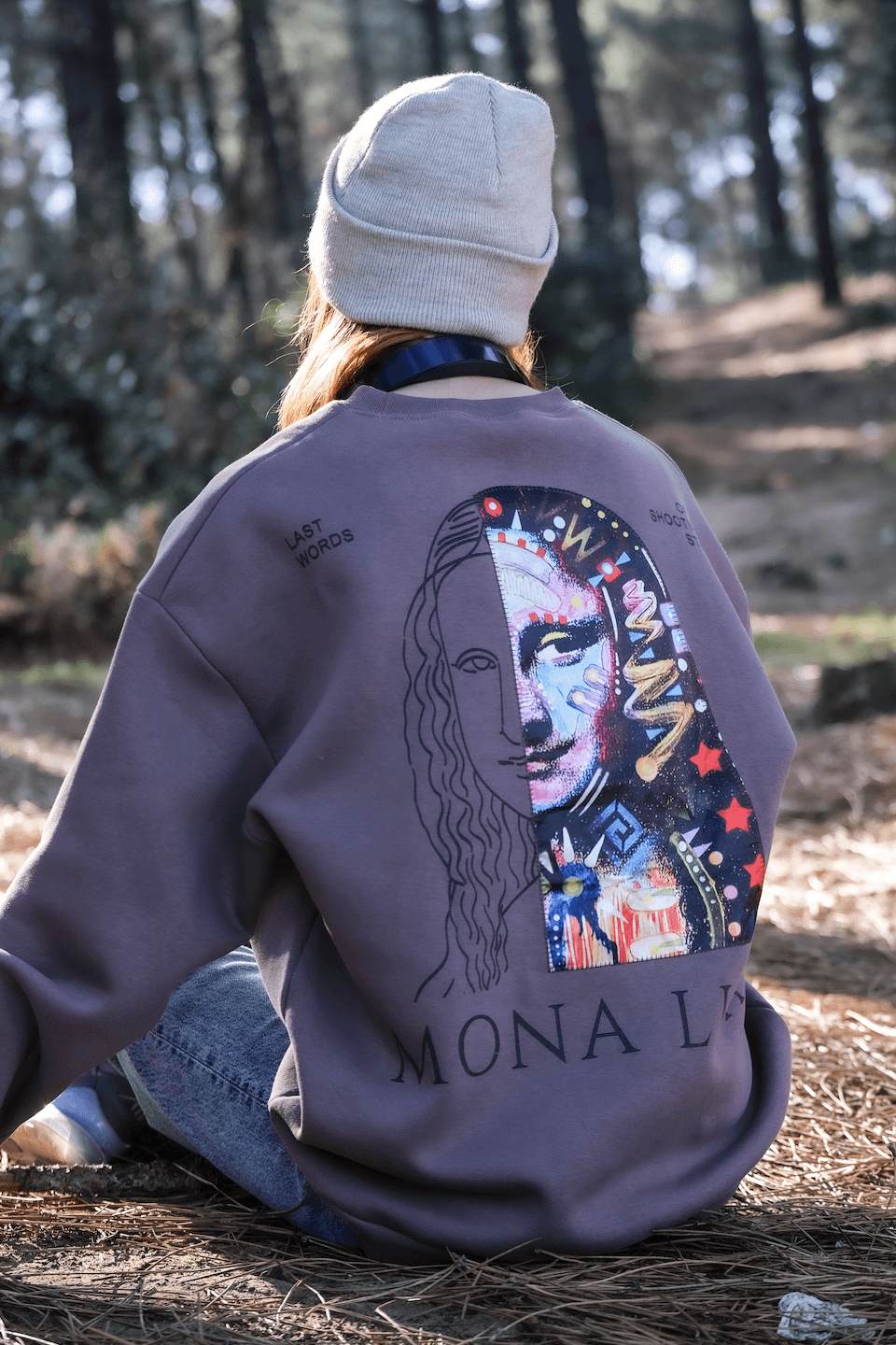 Özel Tasarım Oversize Mona Lisa Baskılı Unisex Sweatshirt