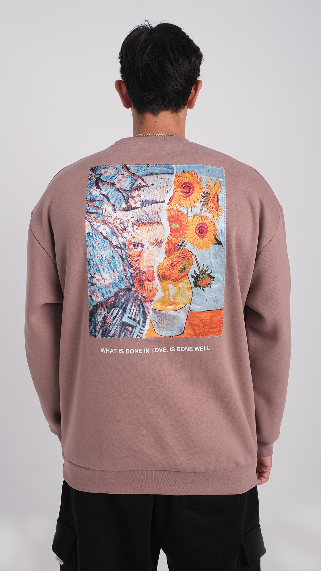 Özel Tasarım Oversize Van Gogh Baskılı Nakışlı Unisex Sweatshirt 