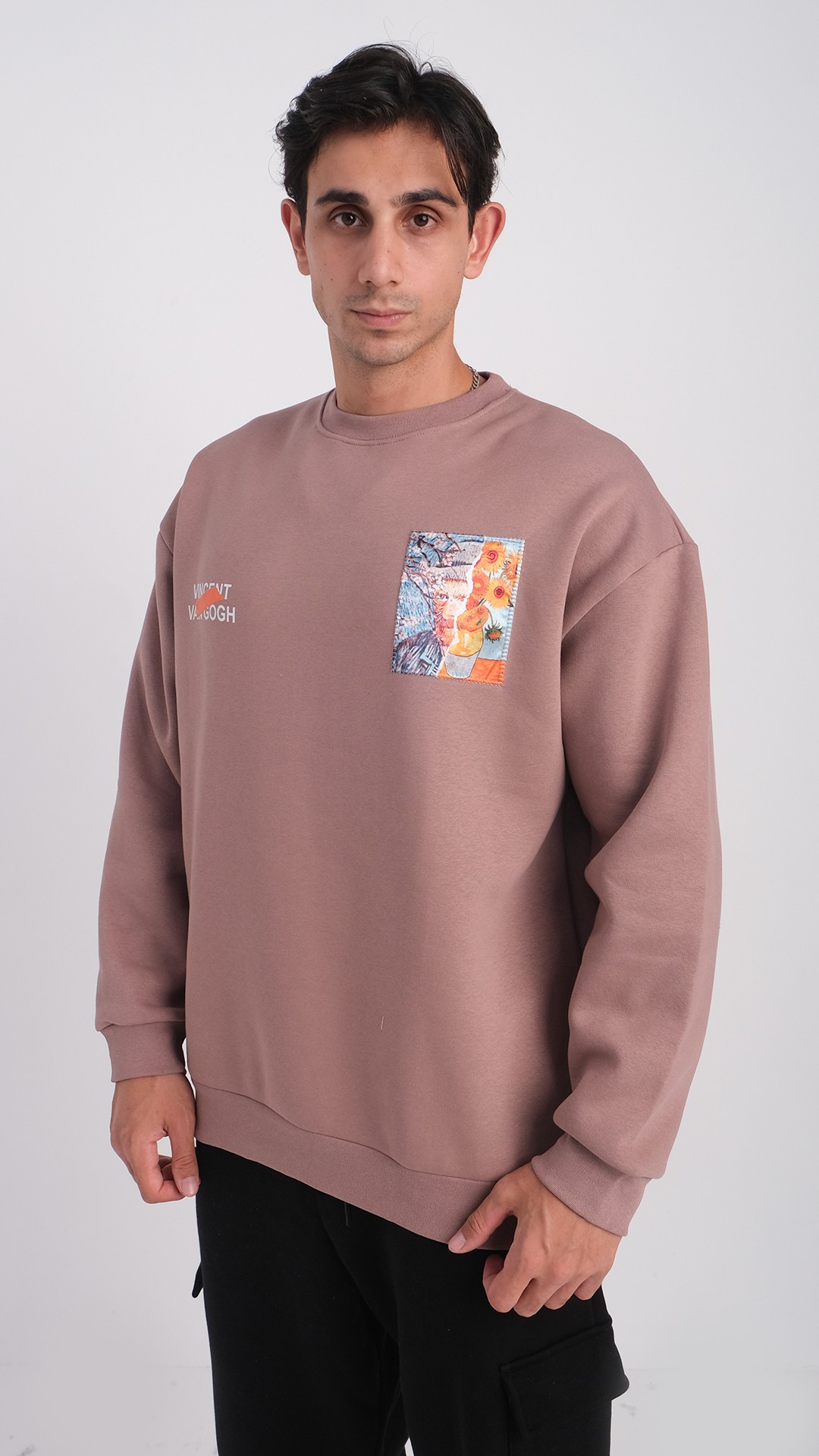 Özel Tasarım Oversize Van Gogh Baskılı Nakışlı Unisex Sweatshirt 