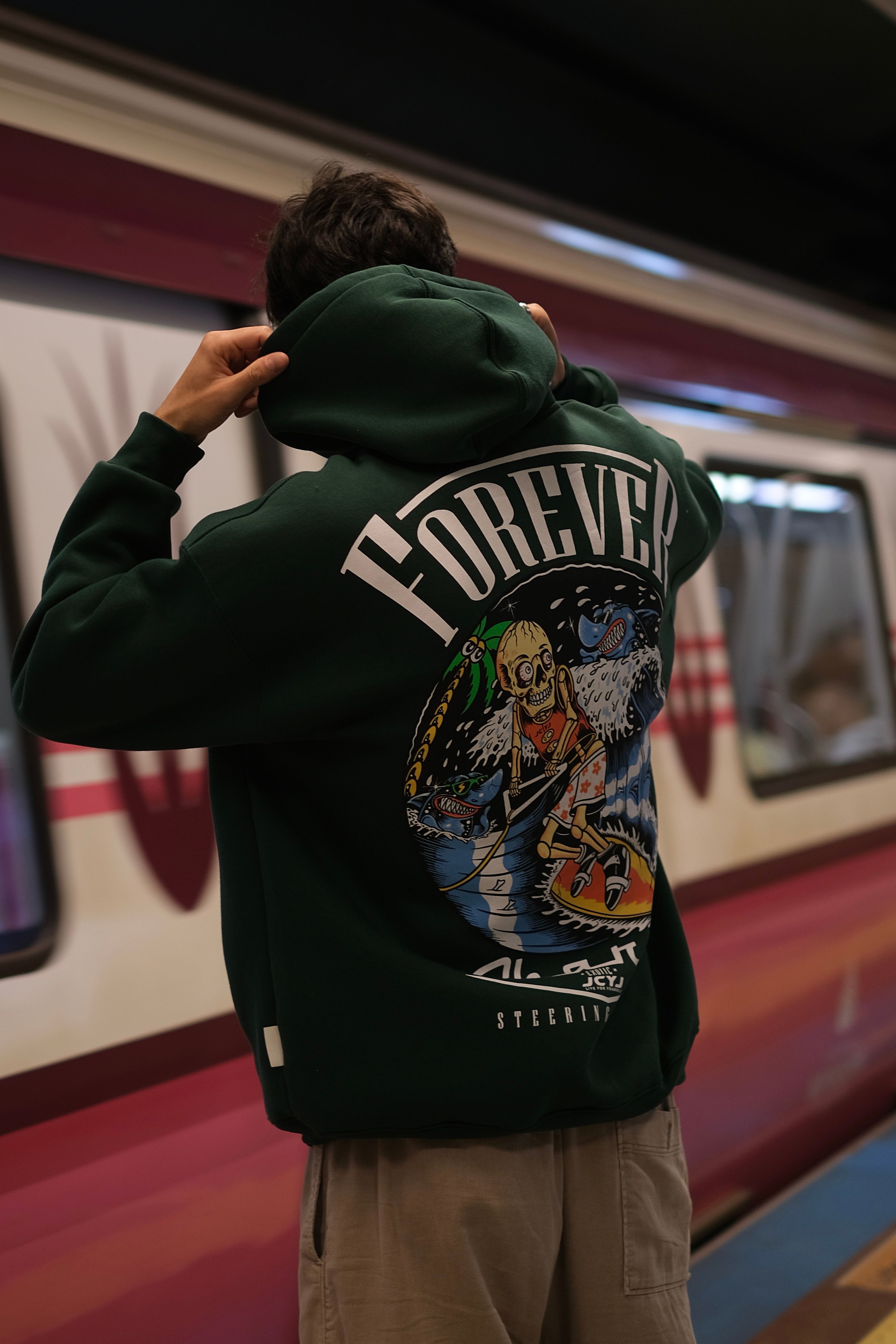 Oversize 'Forever' Baskılı Unisex Hoodie 