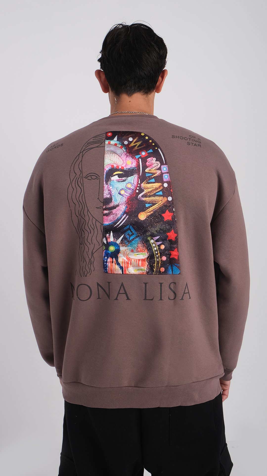 Özel Tasarım Oversize Mona Lisa Baskılı Unisex Sweatshirt