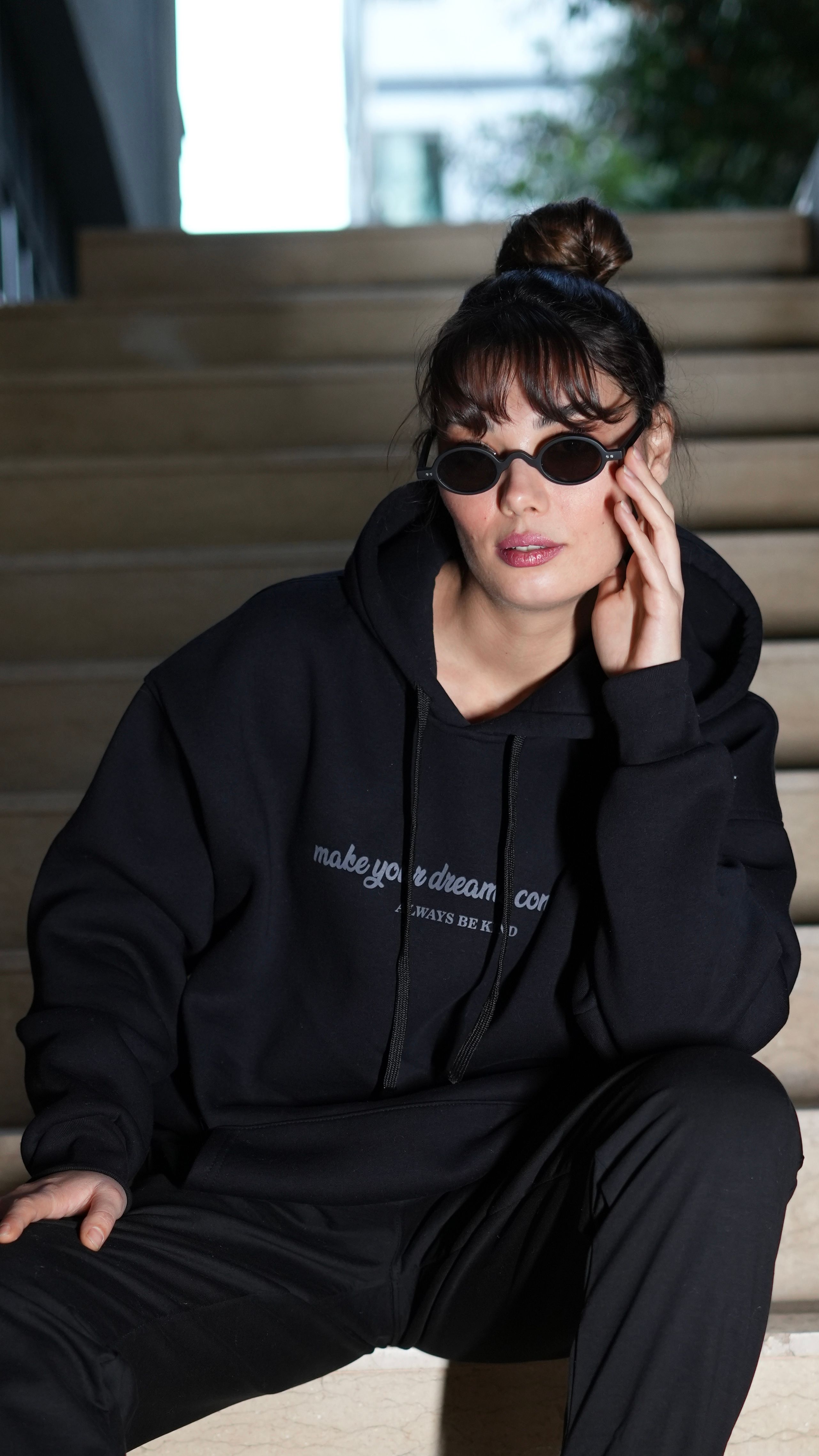 Oversize Unisex Hoodie - Siyah