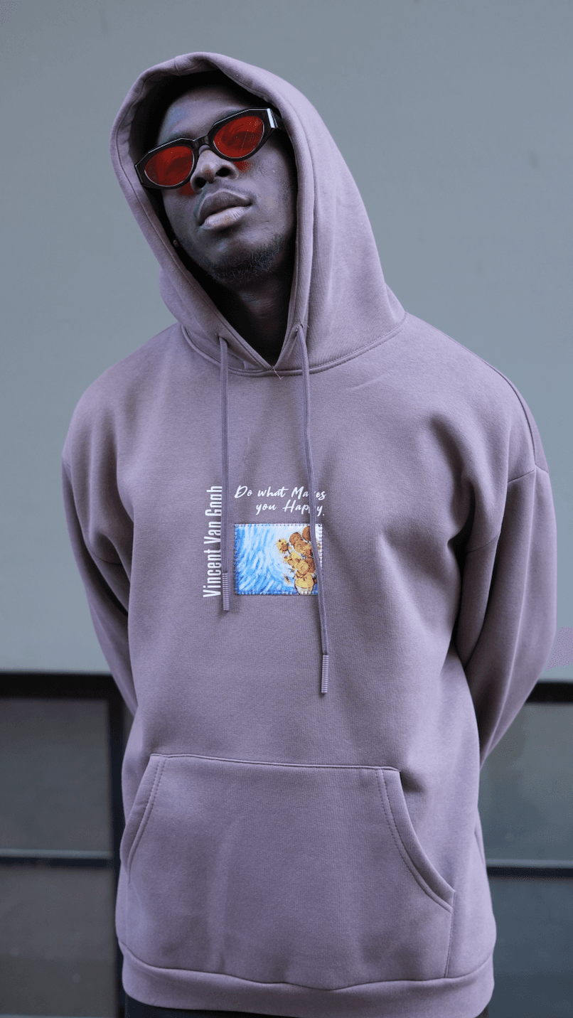 Özel Tasarım Oversize Van Gogh Baskılı Nakışlı Unisex Hoodie