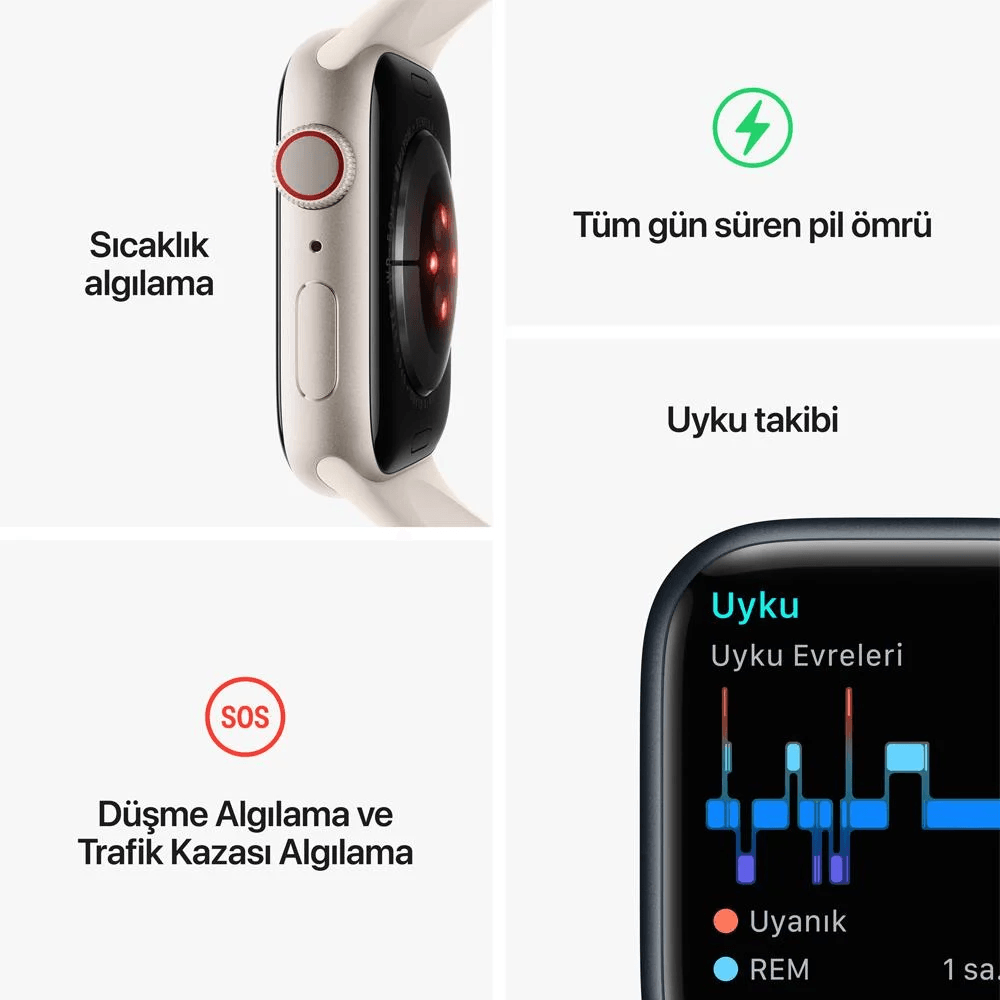 Yenilenmiş Apple Watch S8 GPS 45mm Mükemmel