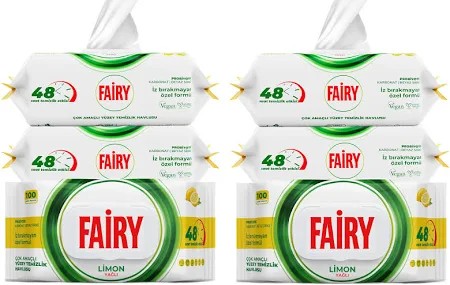 Fairy Çok Amaçlı Yüzey Temizlik Havlusu 100 Yaprak 6 Adet | Limon Yağlı | Beyaz Sirke & Karbonat 