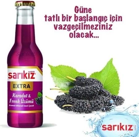 Sarıkız Karadut & Frenk Üzümü Aromalı Maden Suyu 24 X 200 Ml