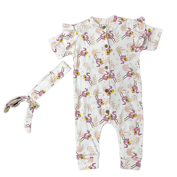 BANDANALI FLAMİNGO DESENLİ KISA KOL TULUM