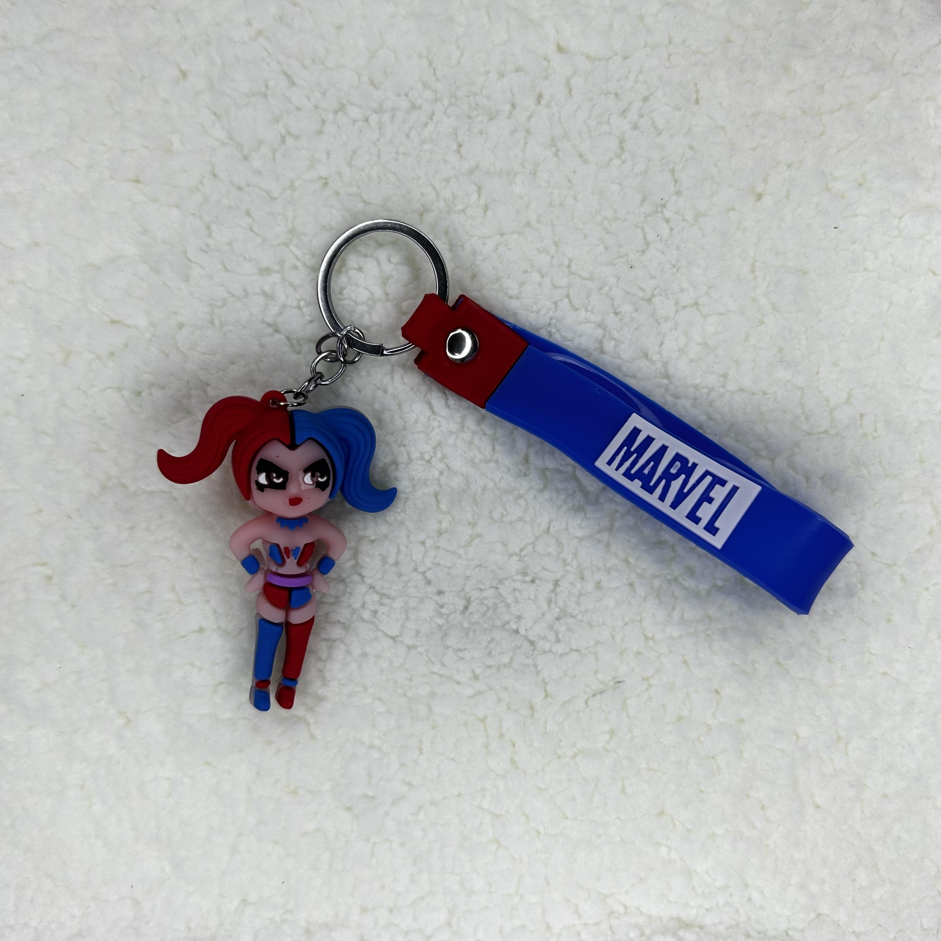 3D SİLİKON HARLEY QUEEN ANAHTARLIK - Kırmızı-Mavi