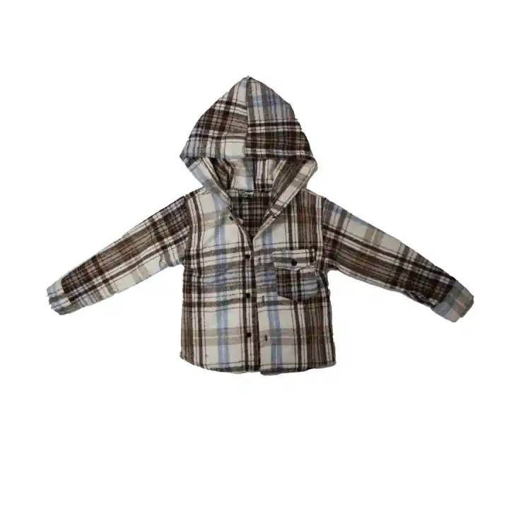 ÇOCUK KAPİŞONLU  ODUNCU GÖMLEK - Kahve-Mavi