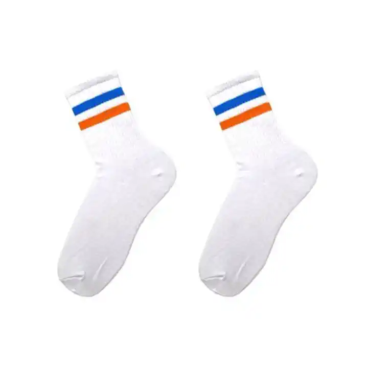 Turuncu Mavi Çizgili Tenis Çorap