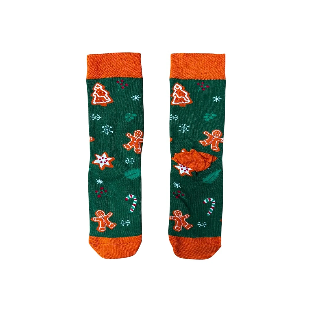 YEŞİL TURUNCU KURABİYE ADAM SOKET ÇORAP