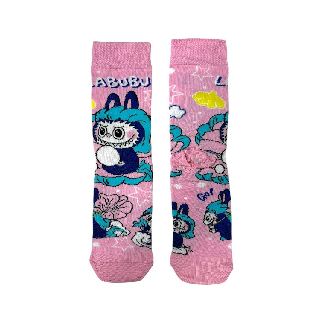 LABUBU PEMBE MAVİ SOKET ÇORAP