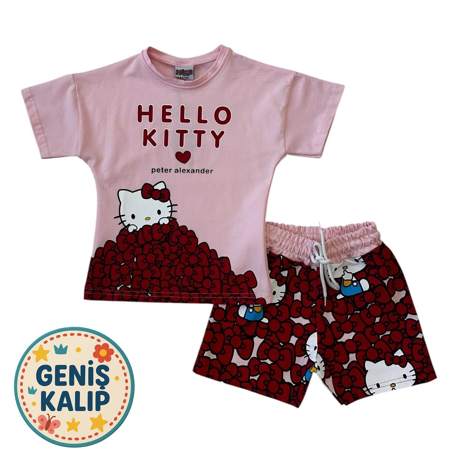 PEMBE HELLO KITTY ŞORTLU TAKIM