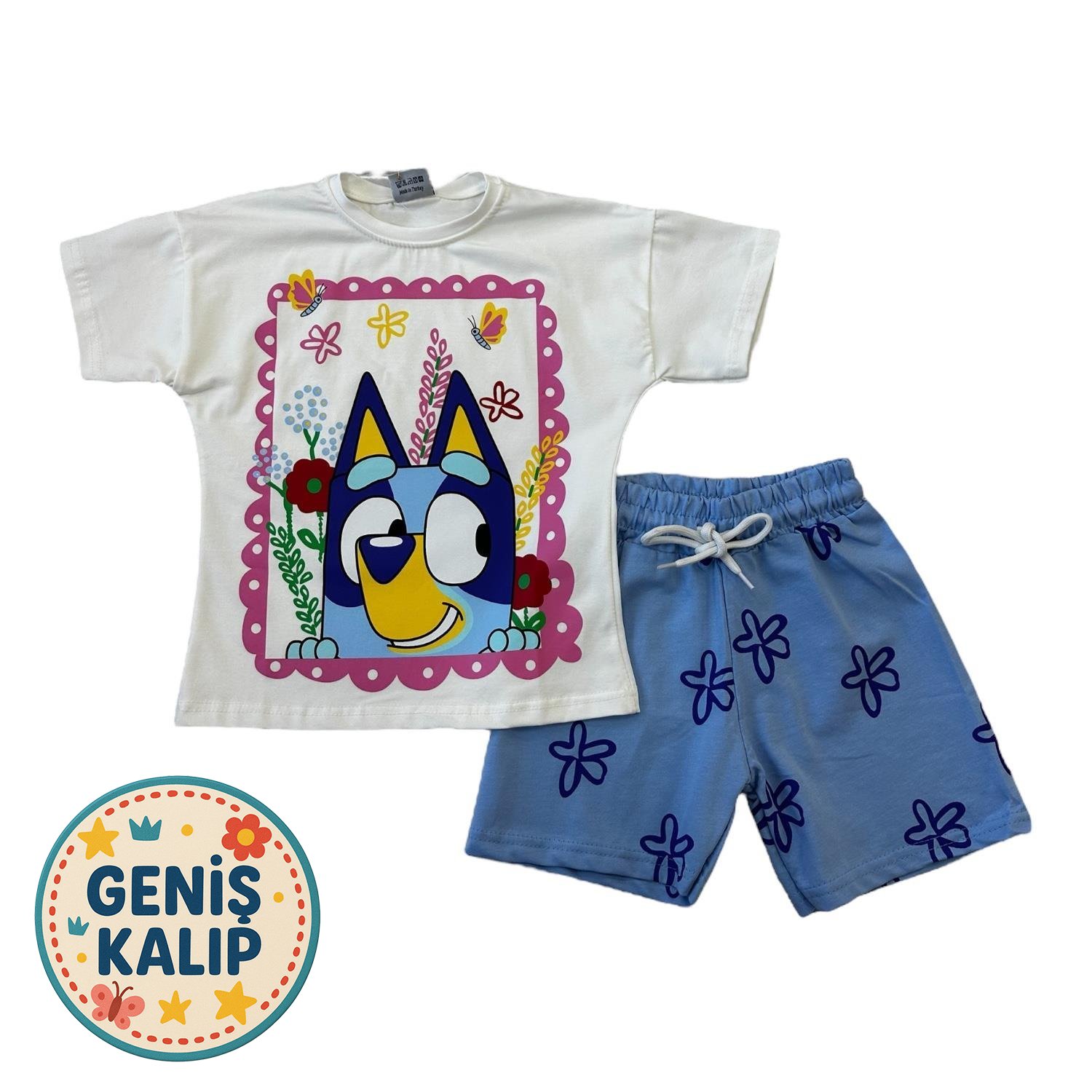BEYAZ BLUEY ŞORTLU TAKIM