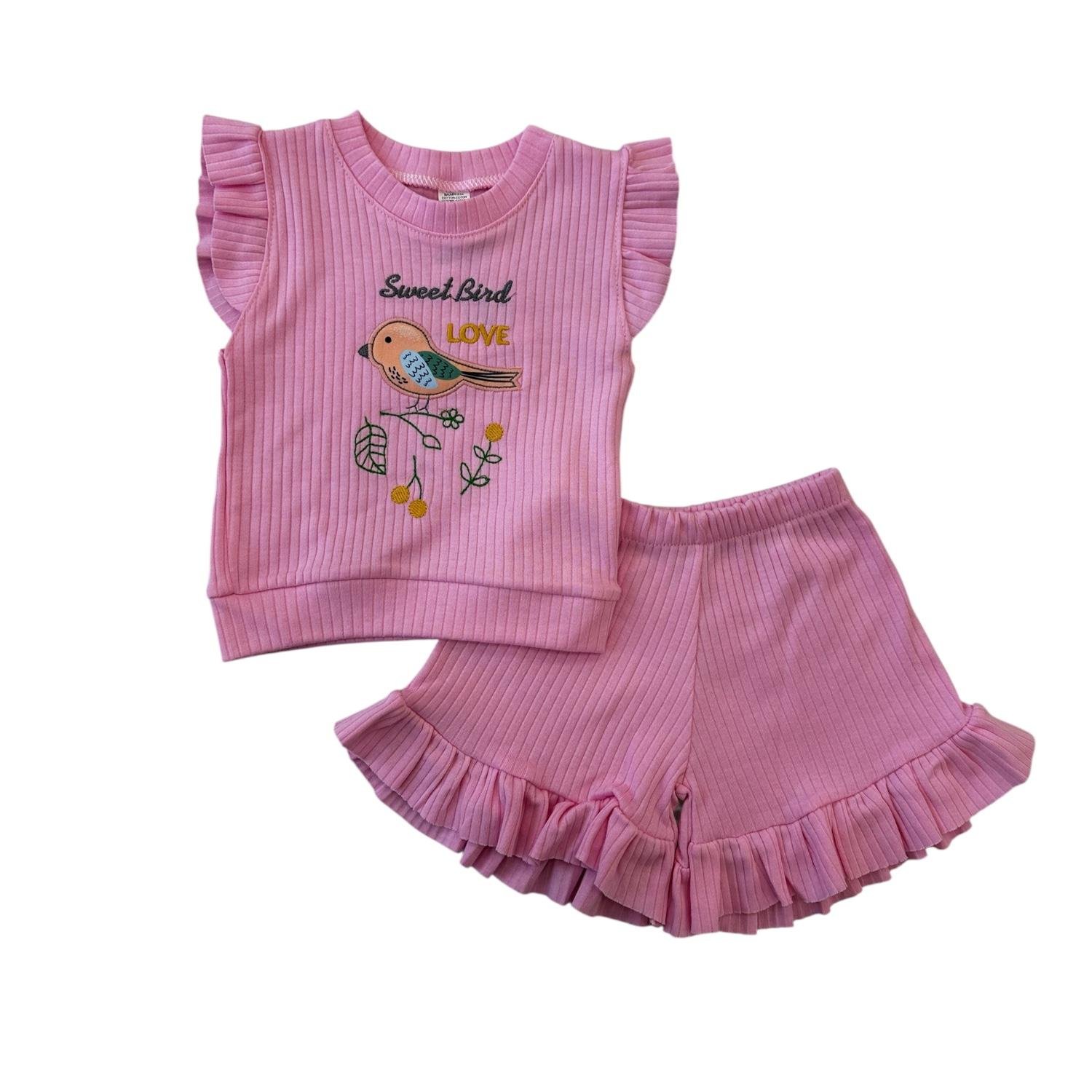PEMBE FIRFIR ŞORTLU TAKIM