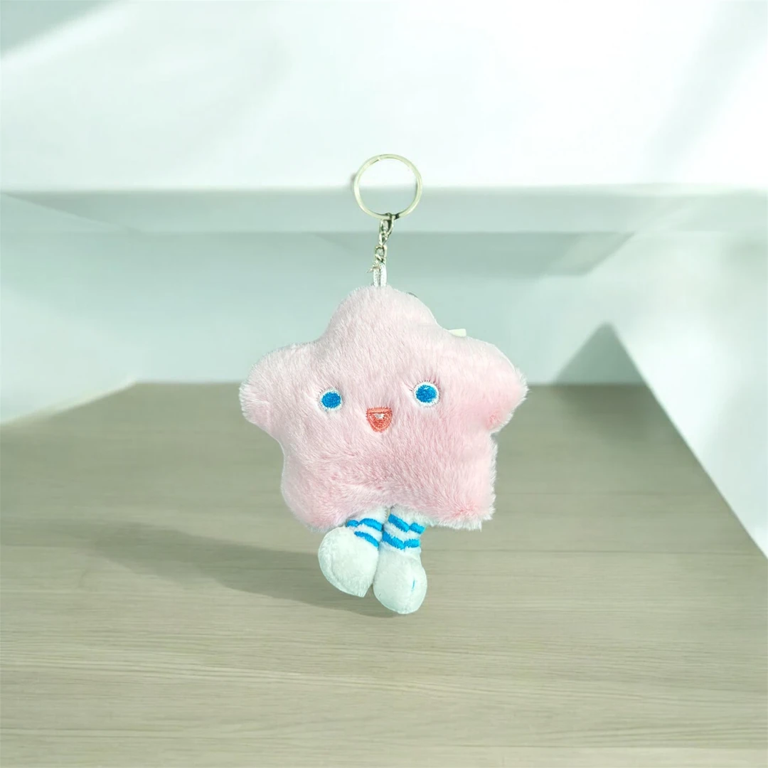 SARI YILDIZ PELUŞ ANAHTARLIK VE ÇANTA SÜSÜ - Pembe
